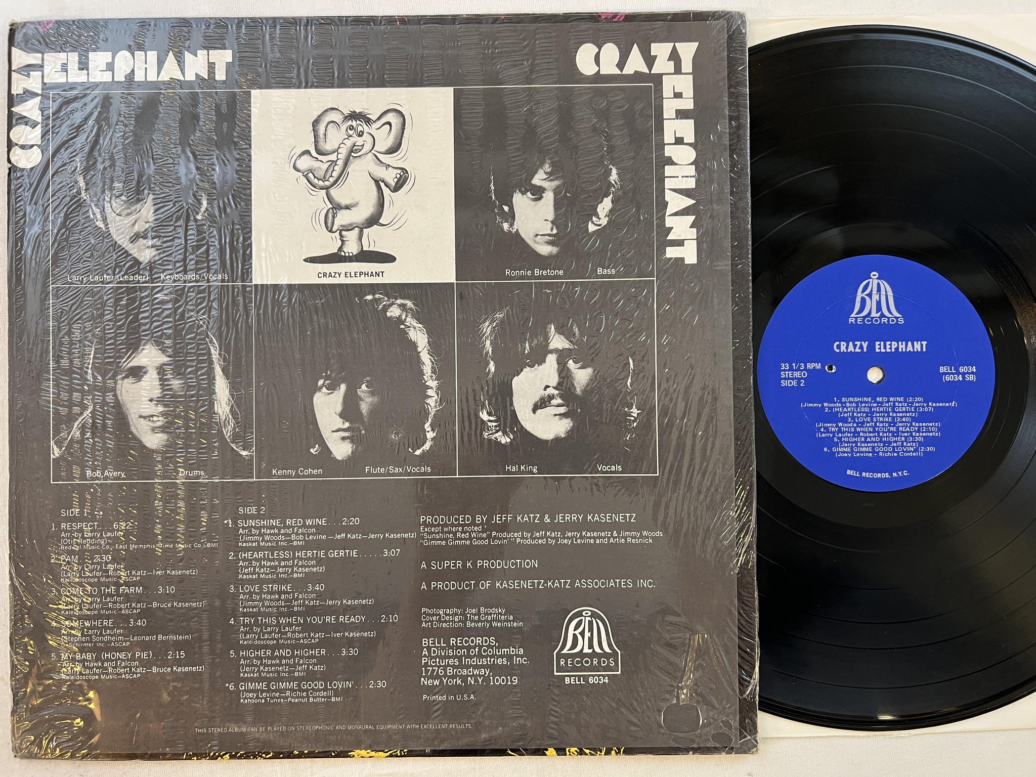 Omslagsbild för skivan CRAZY ELEPHANT s/t LP -69 US BELL 6034