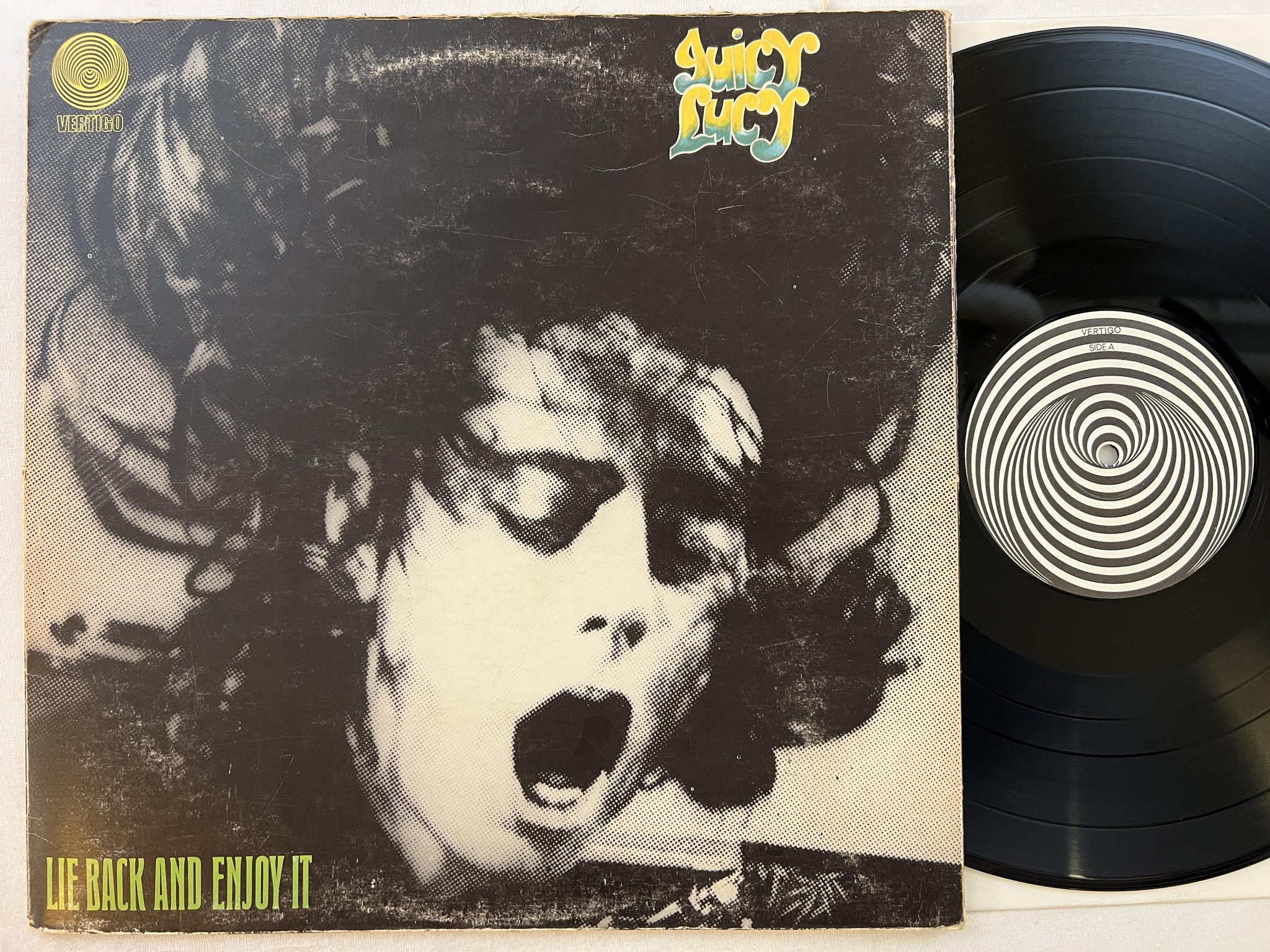 Omslagsbild för skivan JUICY LUCY lie back and enjoy it LP -70 Ger VERTIGO 6360 014 ** poster-sleeve **