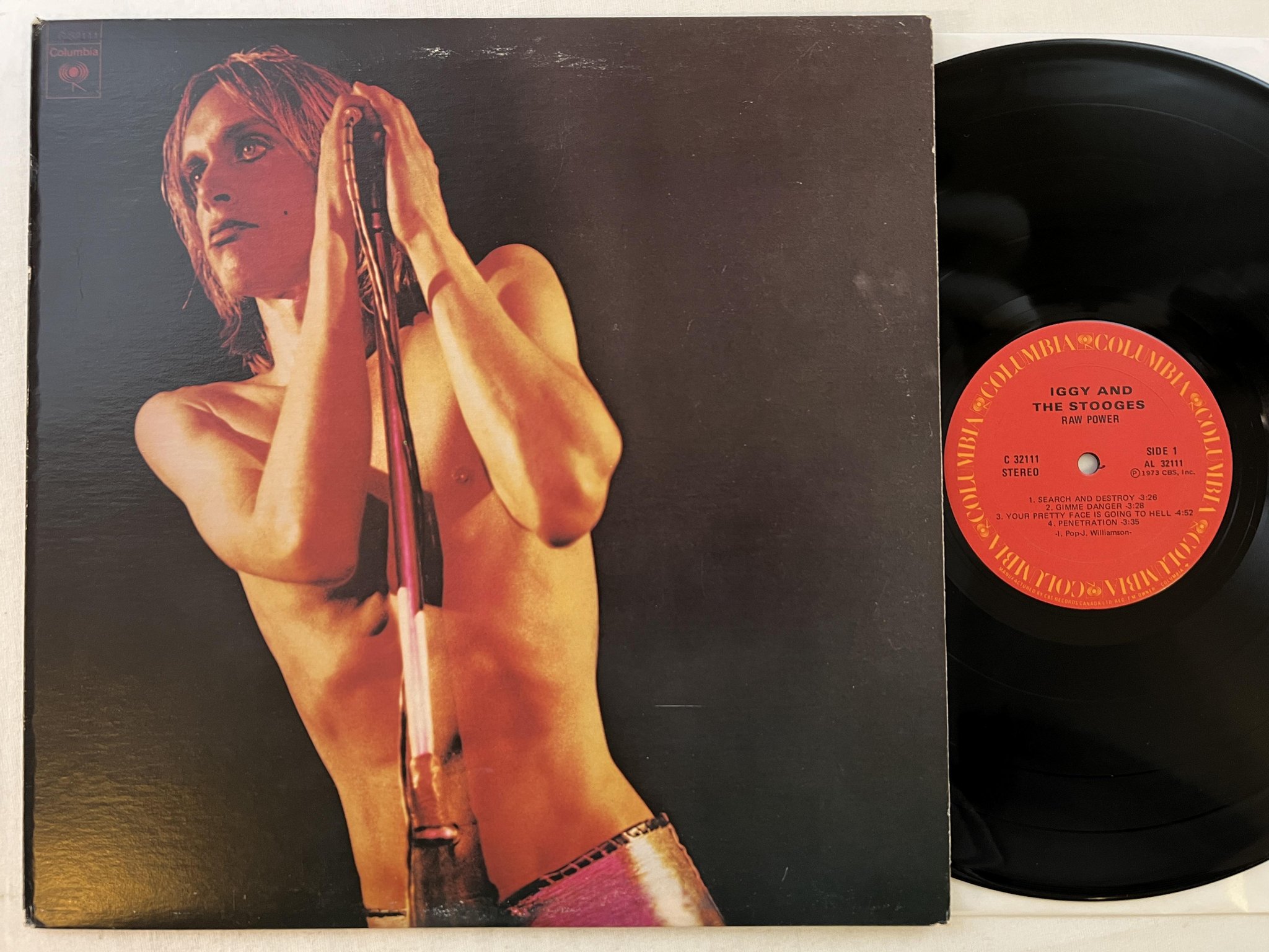 Omslagsbild för skivan IGGY AND THE STOOGES raw power LP Can COLUMBIA C32111 ** INSTANT CLASSIC **
