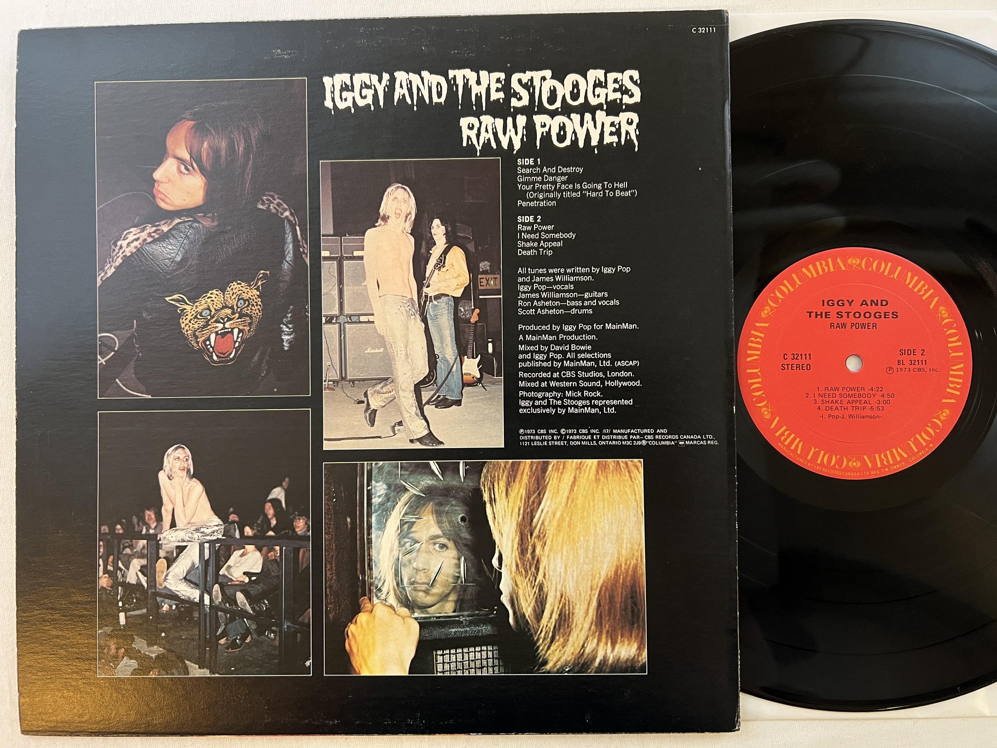 Omslagsbild för skivan IGGY AND THE STOOGES raw power LP Can COLUMBIA C32111 ** INSTANT CLASSIC **