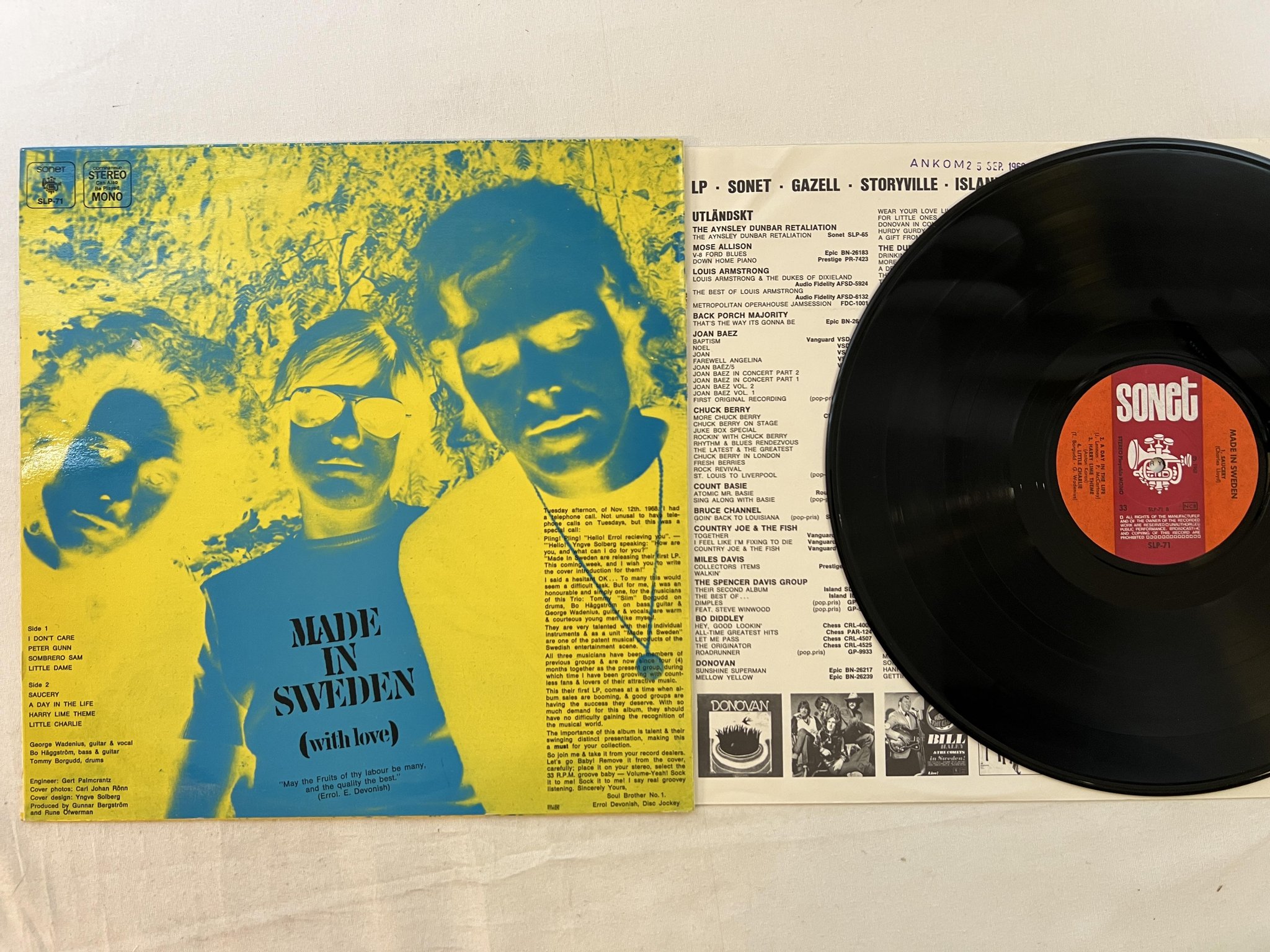 Omslagsbild för skivan MADE IN SWEDEN S/T LP -68 Swe SONET SLP -71