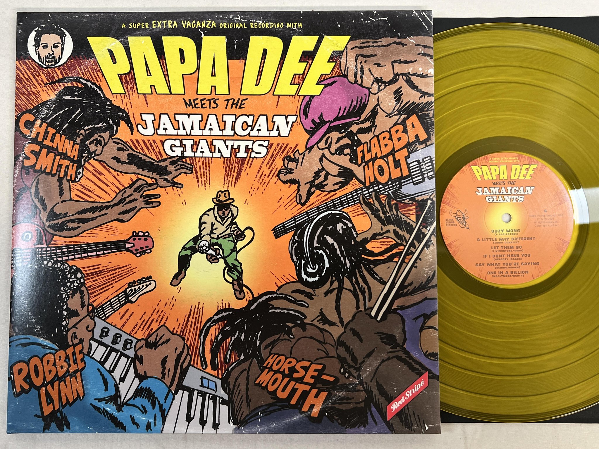 Omslagsbild för skivan Papa Dee Meets The Jamaican Giants LP 2022 BLACK VIKING BVR003 reggae
