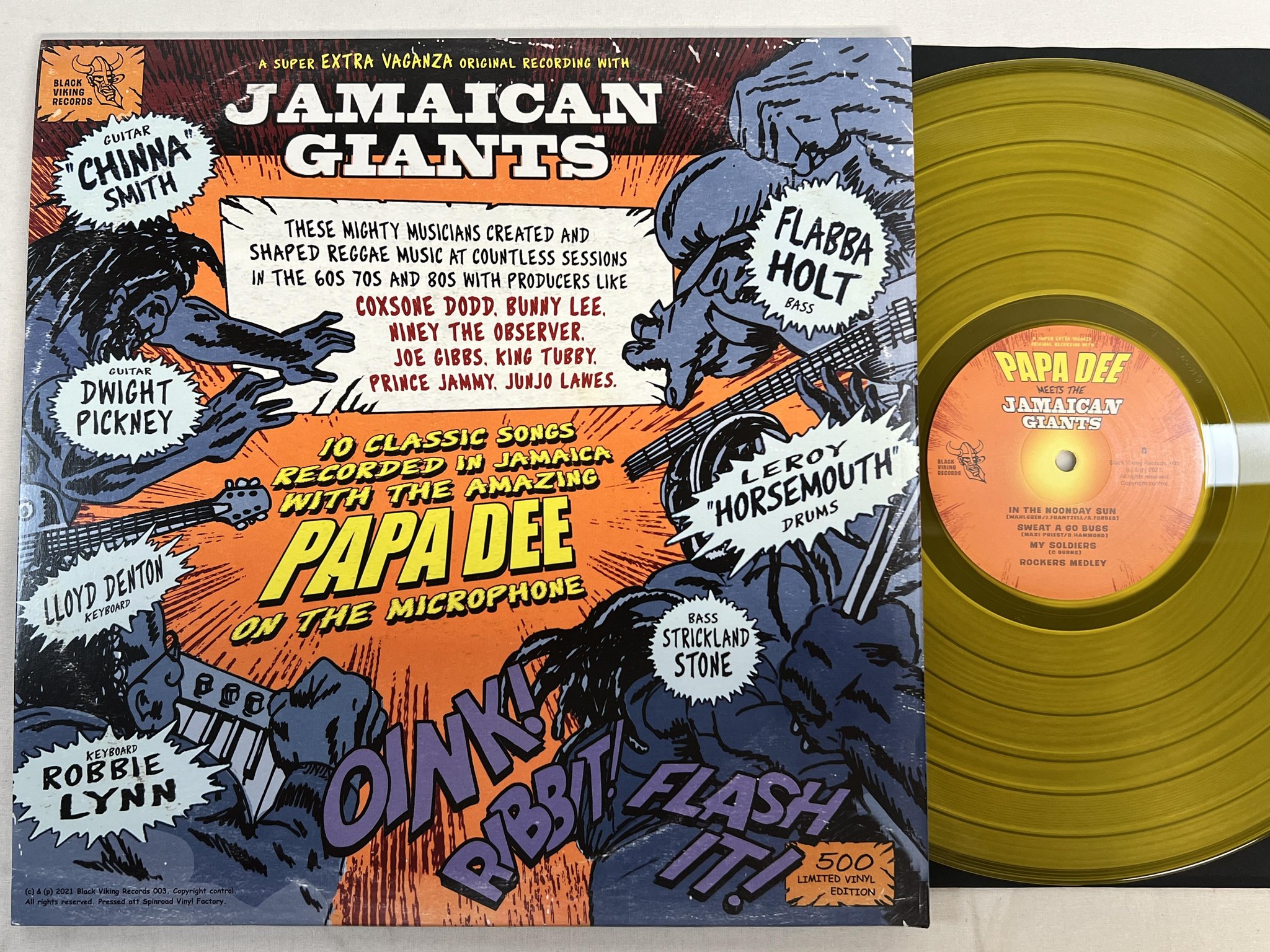 Omslagsbild för skivan Papa Dee Meets The Jamaican Giants LP 2022 BLACK VIKING BVR003 reggae