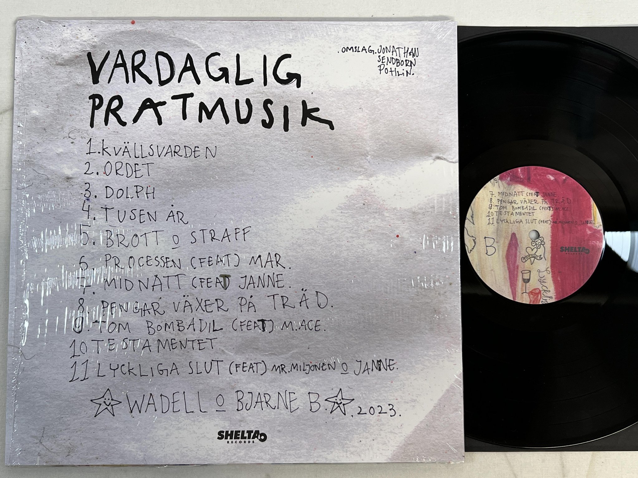 Omslagsbild för skivan WADELL & BJARNE B vardaglig pratmusik LP 2023 Swe SHELTA
