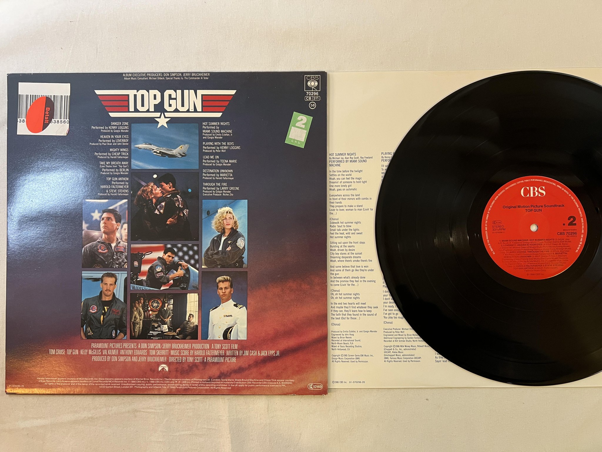 Omslagsbild för skivan V/A top gun LP -86 Hol CBS 70296