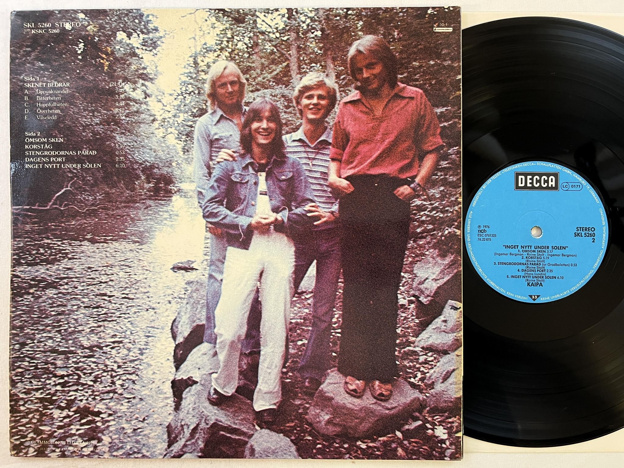 Omslagsbild för skivan KAIPA inget nytt under solen LP -76 Swe DECCA SKL 5260