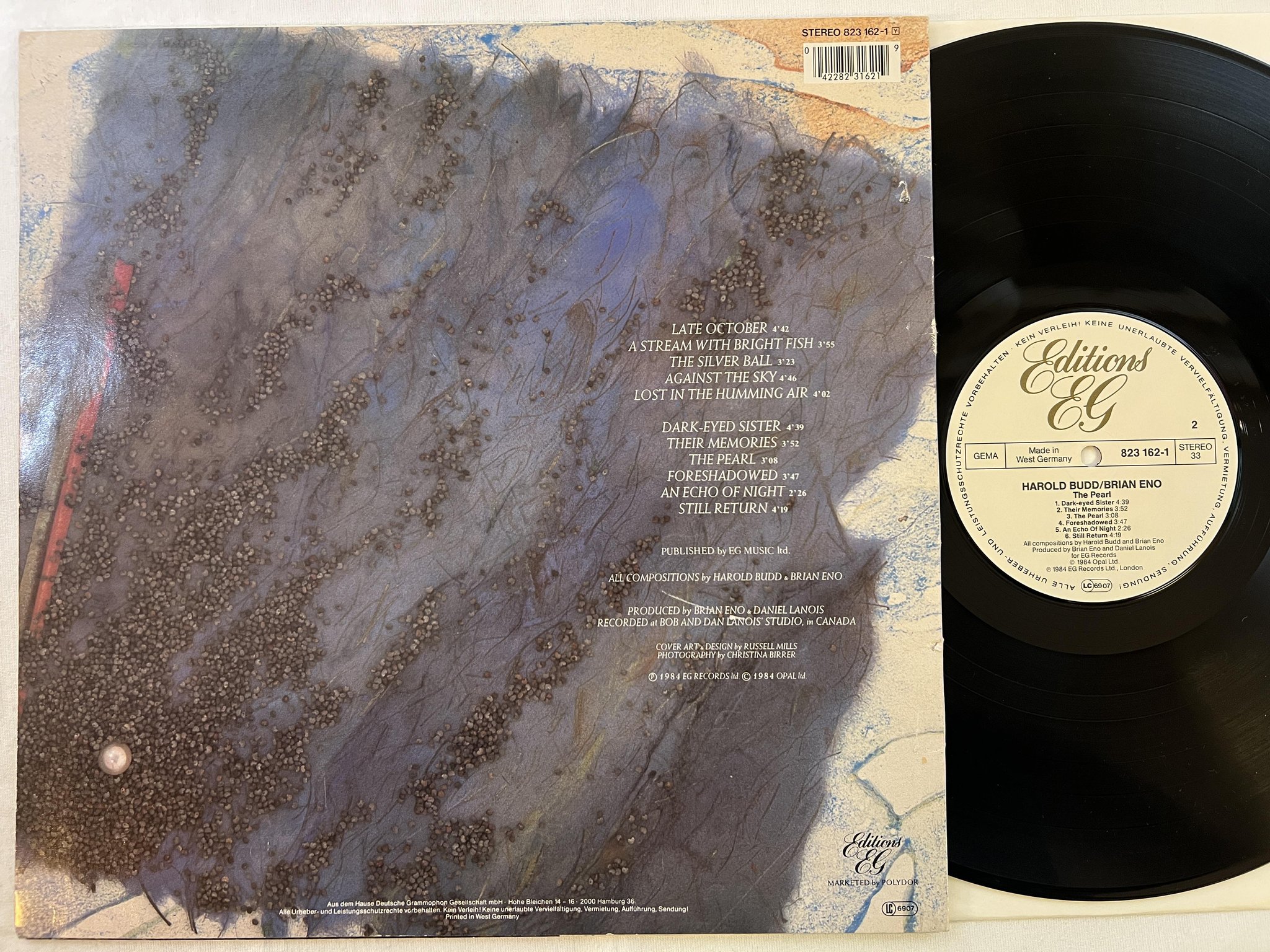 Omslagsbild för skivan HAROLD BUDD / BRIAN ENO the pearl LP -84 Ger EDITIONS EG 823162-1