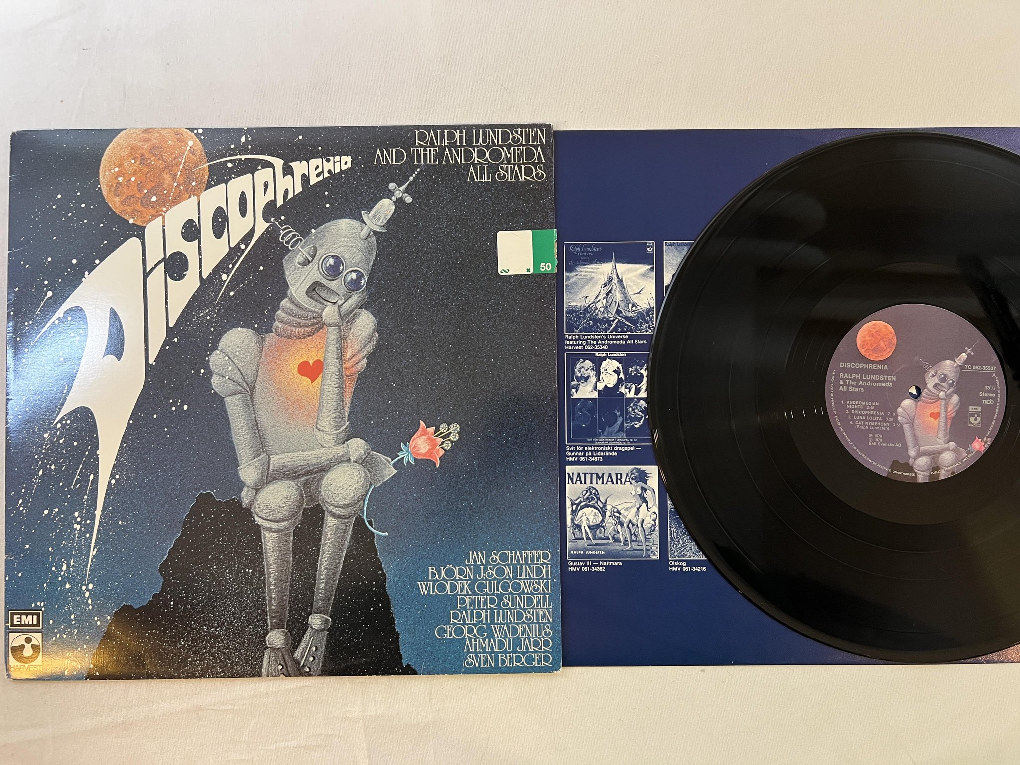 Omslagsbild för skivan RALPH LUNDSTEN discophrenia LP -78 Swe HARVEST 7C 062-35537 ** COSMIC DISCO **