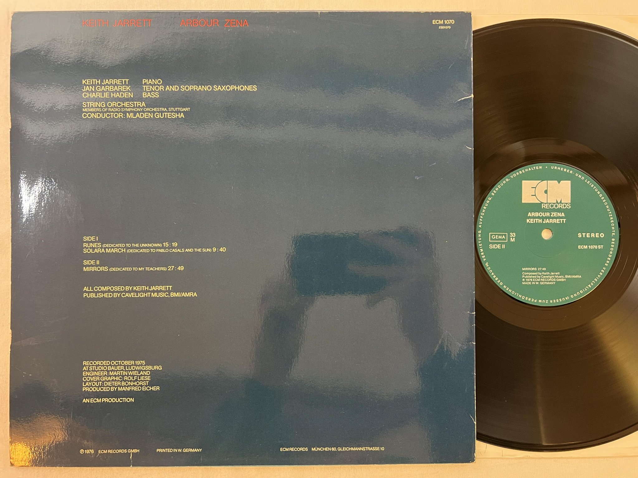 Omslagsbild för skivan KEITH JARRETT arbour zena LP -76 Ger ECM 1070 ST