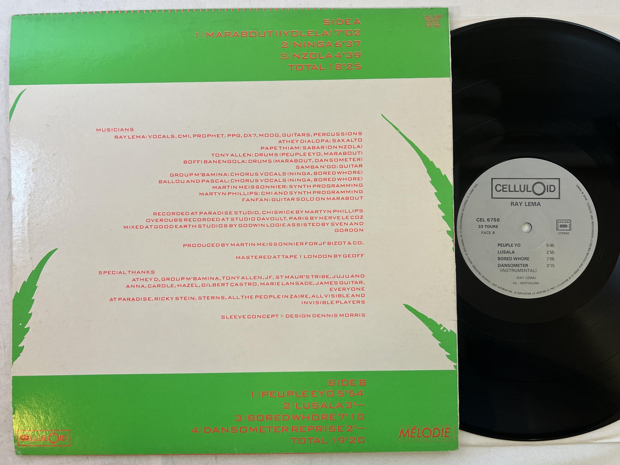 Omslagsbild för skivan RAY LEMA s/t LP -85 Fra CELLUILOID CEL 6756