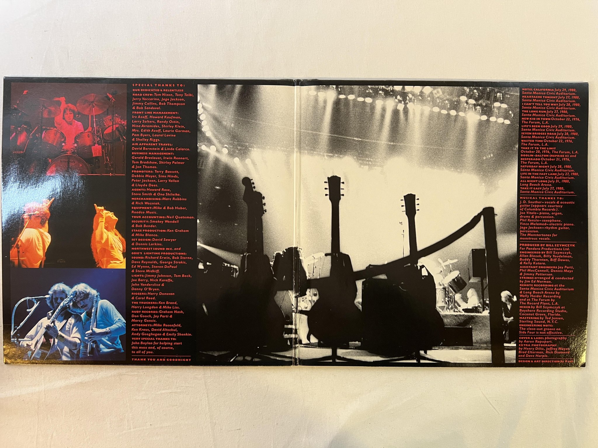 Omslagsbild för skivan EAGLES live 2xLP -80 Ger ASYLUM BB 705 w/ poster