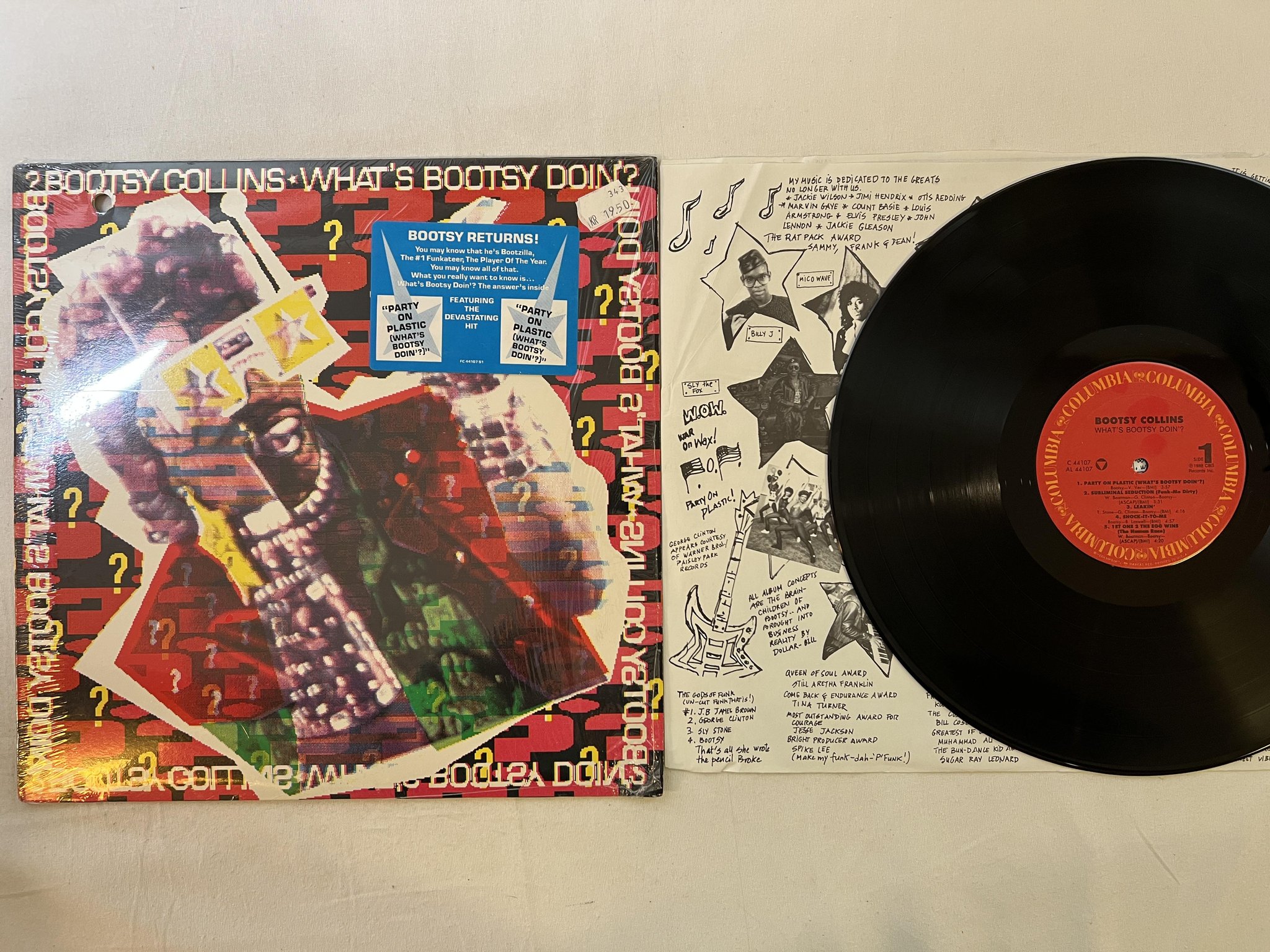 Omslagsbild för skivan BOOTSY COLLINS what's Bootzy doin'? LP -88 US Columbia C 44107