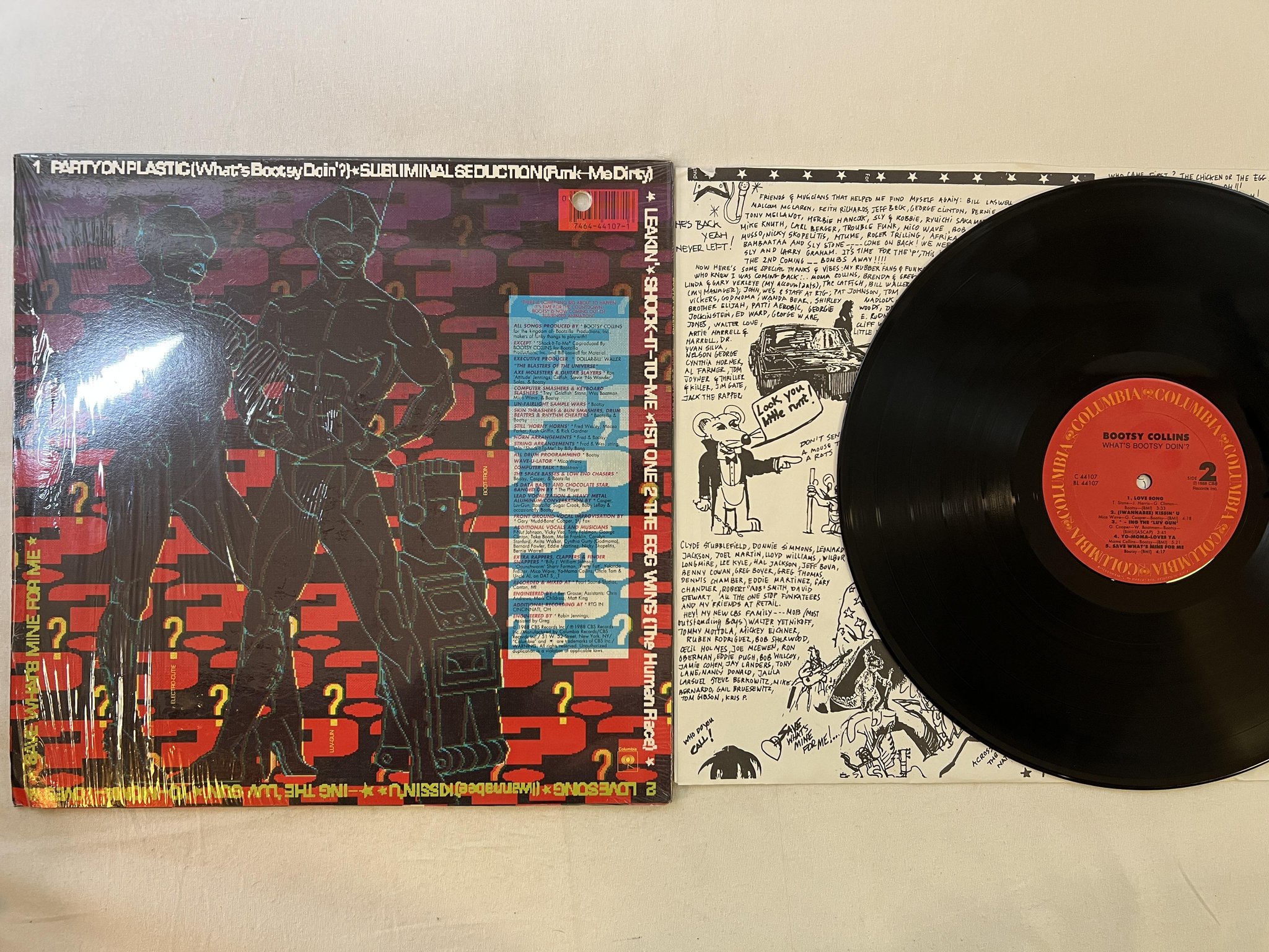 Omslagsbild för skivan BOOTSY COLLINS what's Bootzy doin'? LP -88 US Columbia C 44107