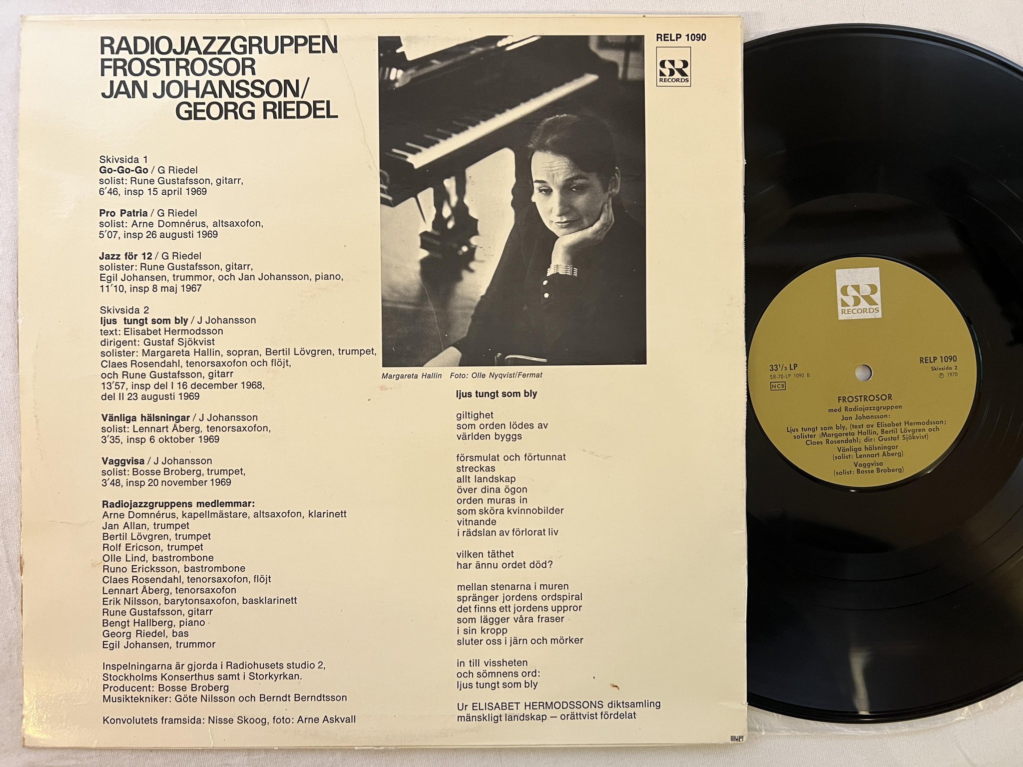Omslagsbild för skivan RADIOJAZZGRUPPEN frostrosor LP -70 Swe SR RELP 1090