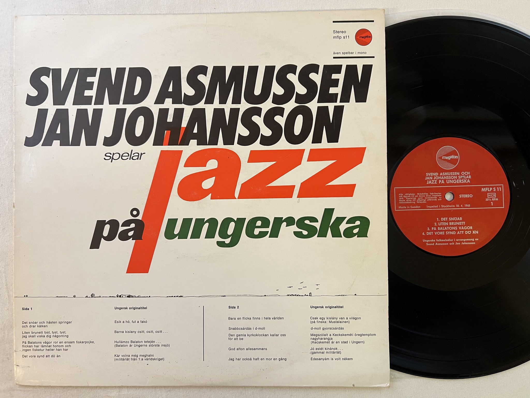 Omslagsbild för skivan JAN JOHANSSON jazz på ungerska LP -68 Swe MEGAFON MFLP S 11