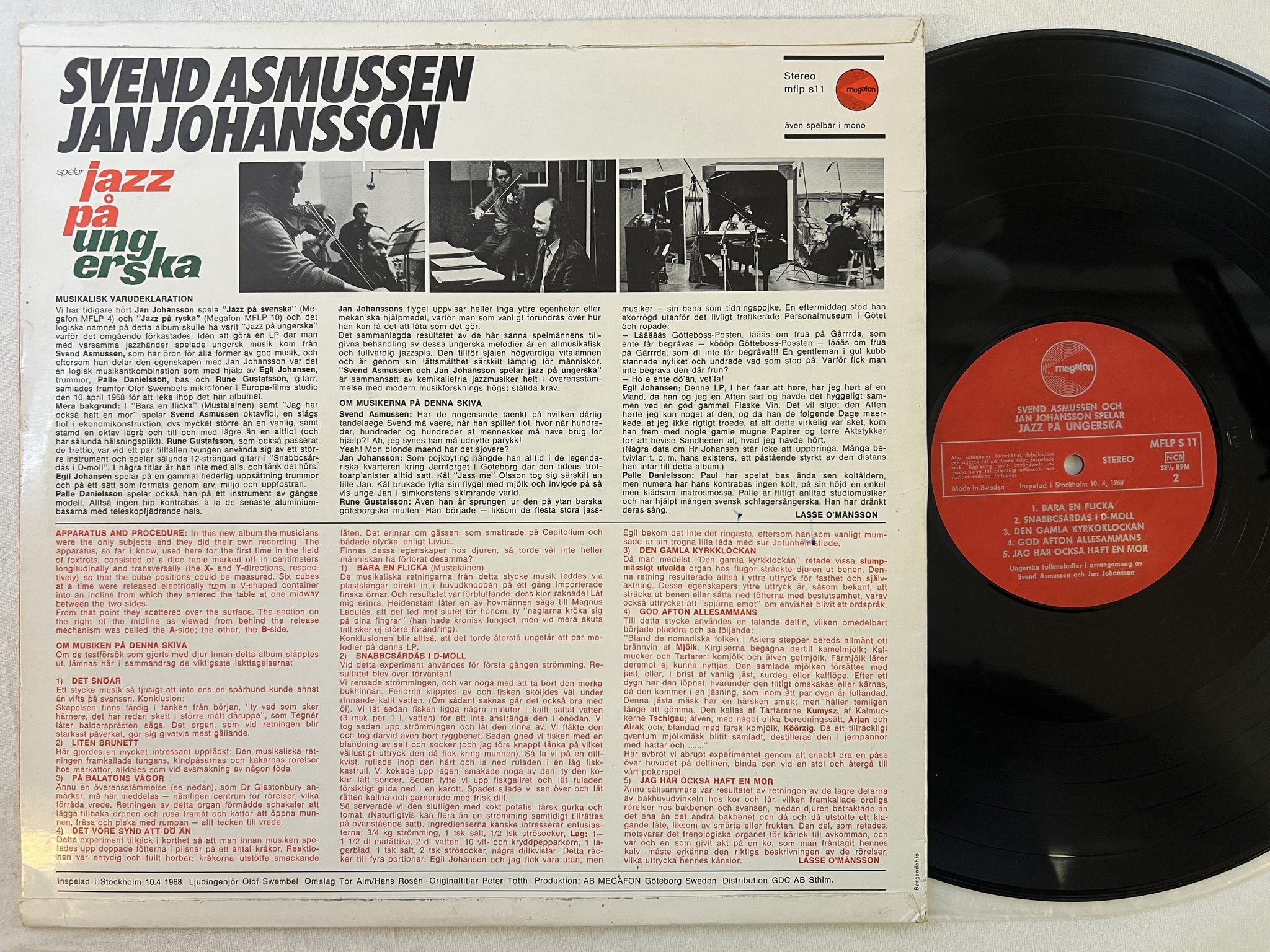 Omslagsbild för skivan JAN JOHANSSON jazz på ungerska LP -68 Swe MEGAFON MFLP S 11