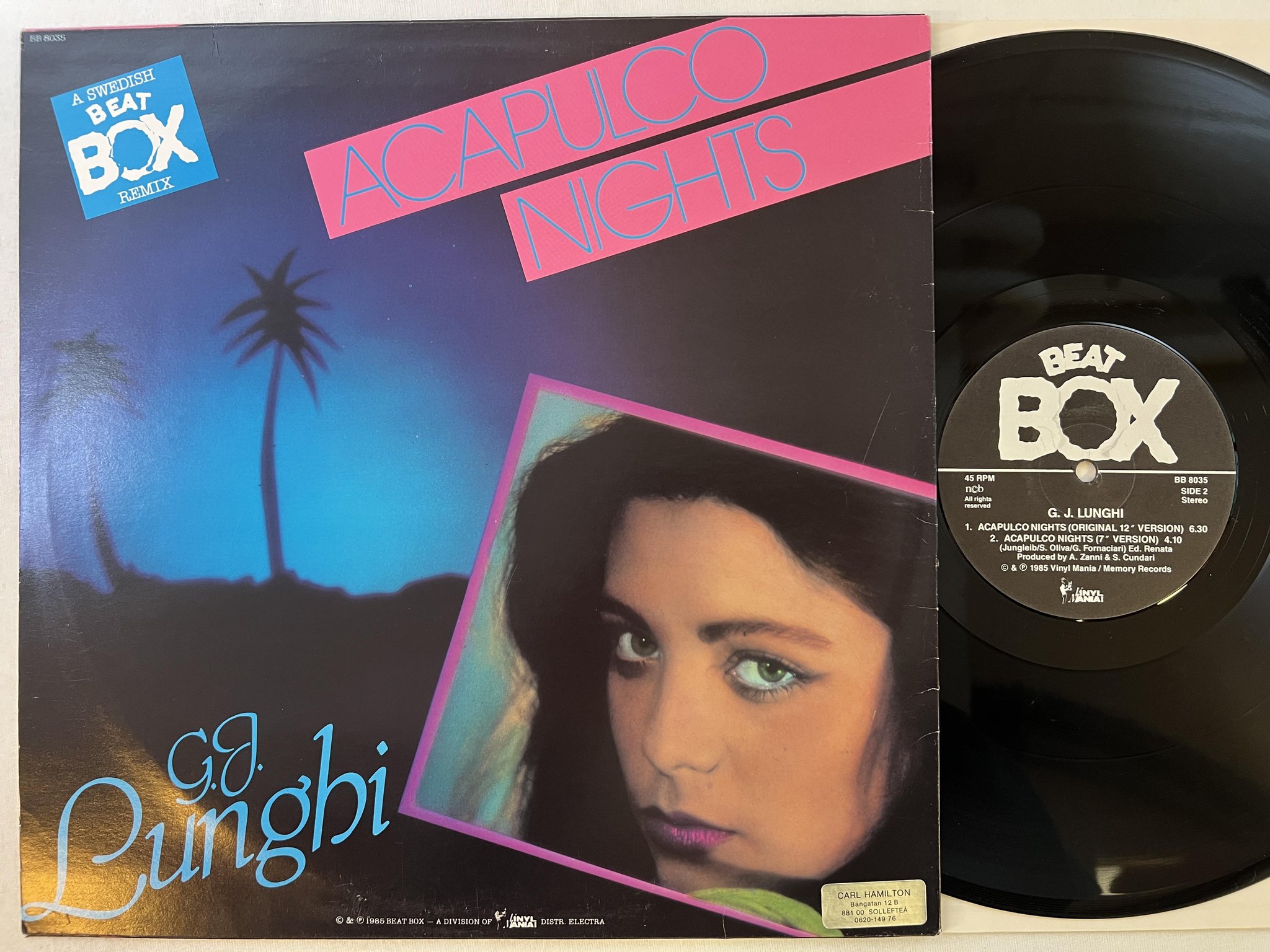 Omslagsbild för skivan G.J. LUNGHI acapulco nights LP -85 BEAT BOX BB 8035
