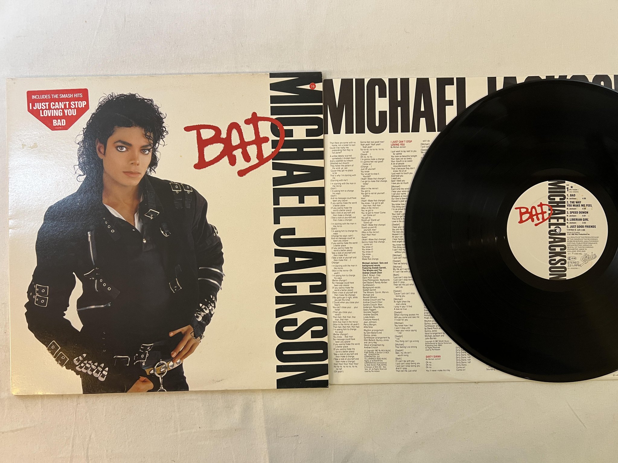 Omslagsbild för skivan MICHAEL JACKSON bad LP -87 EPIC EPC 4502901