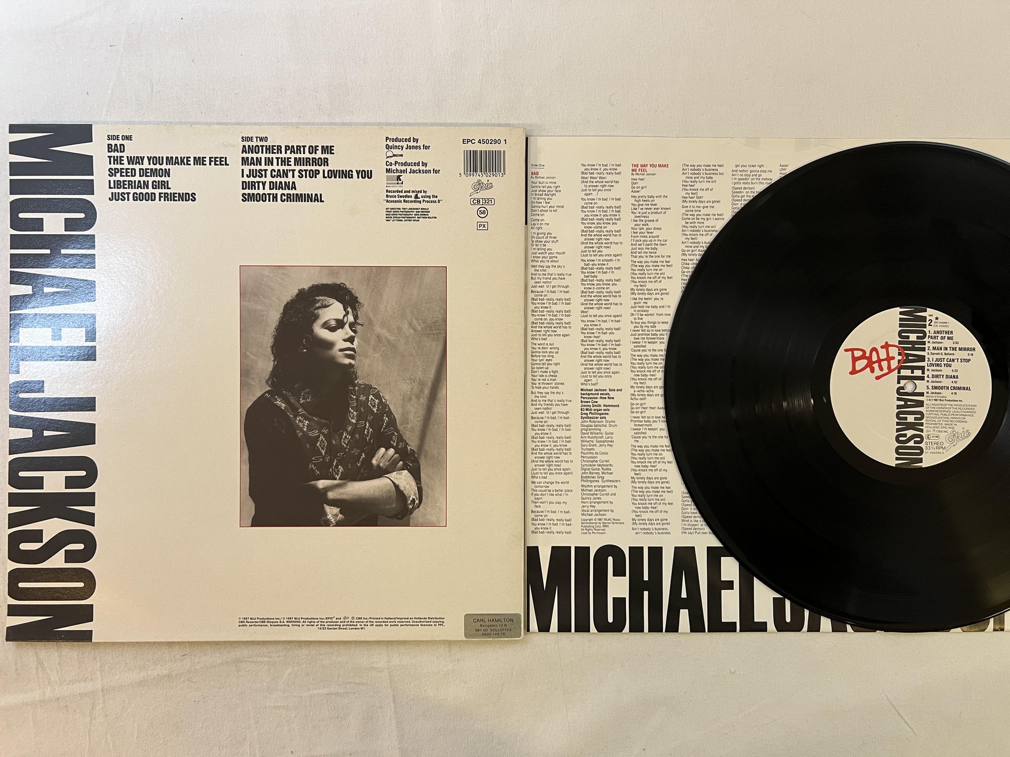 Omslagsbild för skivan MICHAEL JACKSON bad LP -87 EPIC EPC 4502901