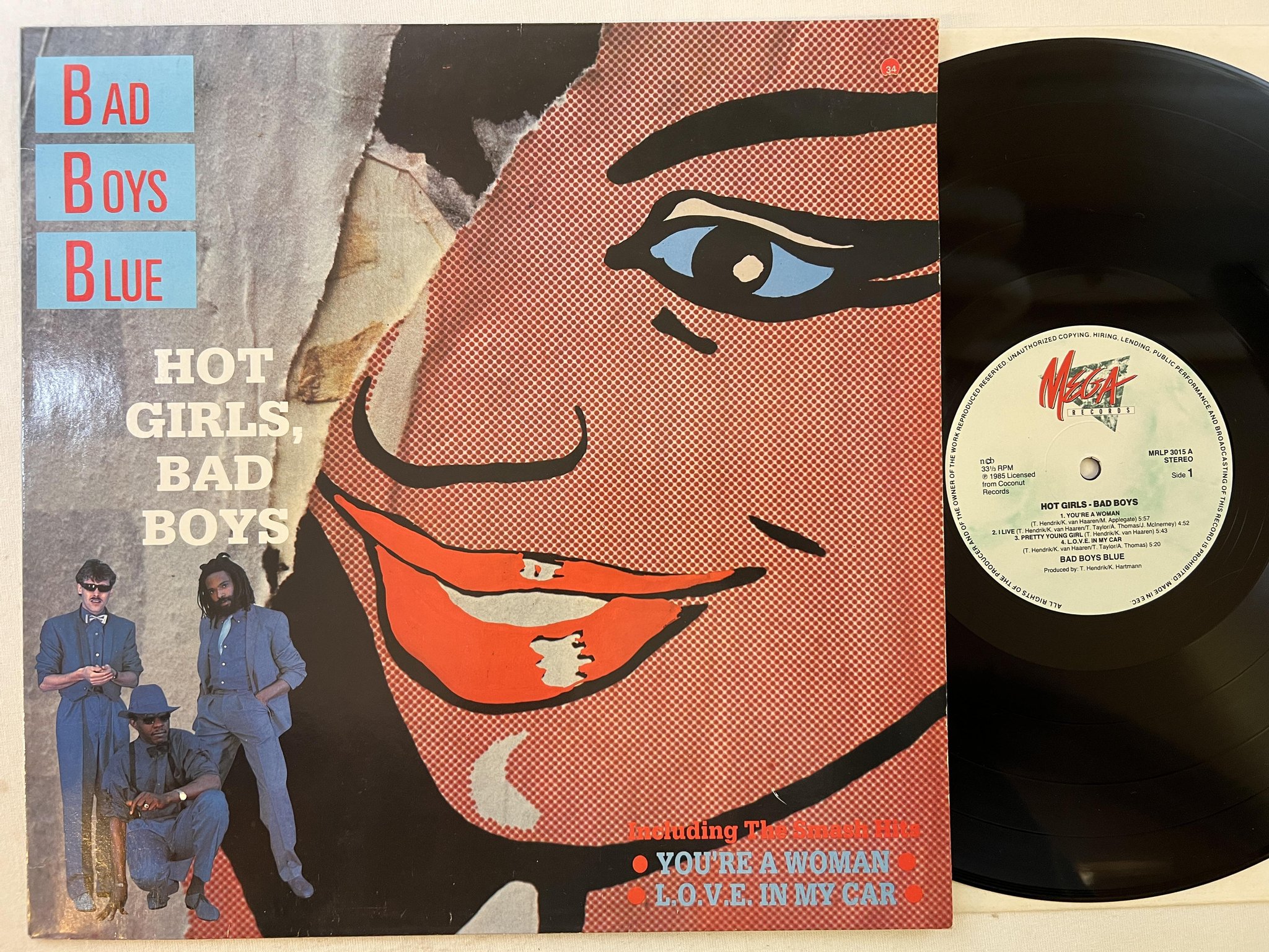 Omslagsbild för skivan BAD BOYS BLUE hot girls bad boys LP -85 ncb MEGA MRLP 3015