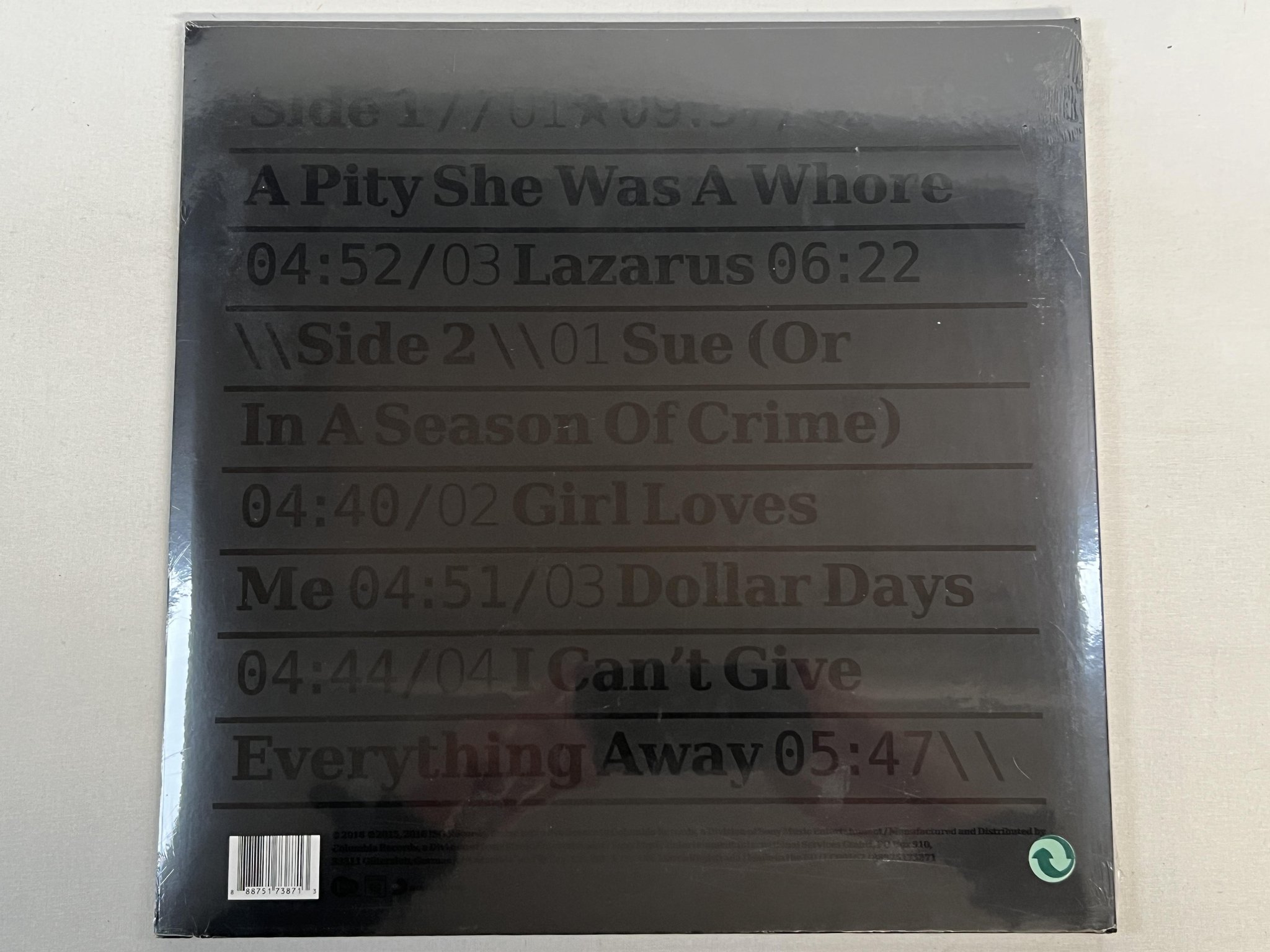 Omslagsbild för skivan DAVID BOWIE (Blackstar) LP 2016 EU 180g SONY MUSIC 88875173871 ** SEALED **