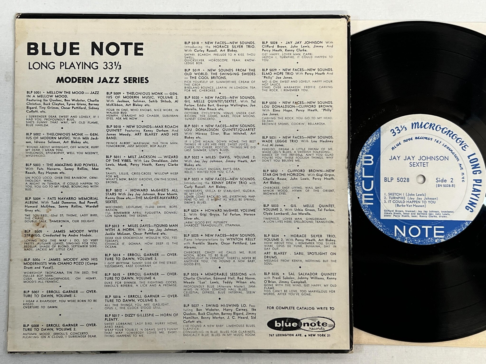 Omslagsbild för skivan JAY JAY JOHNSON SEXTET 10"LP -53 US BLUE NOTE BLP 5028 ** RARE OG **