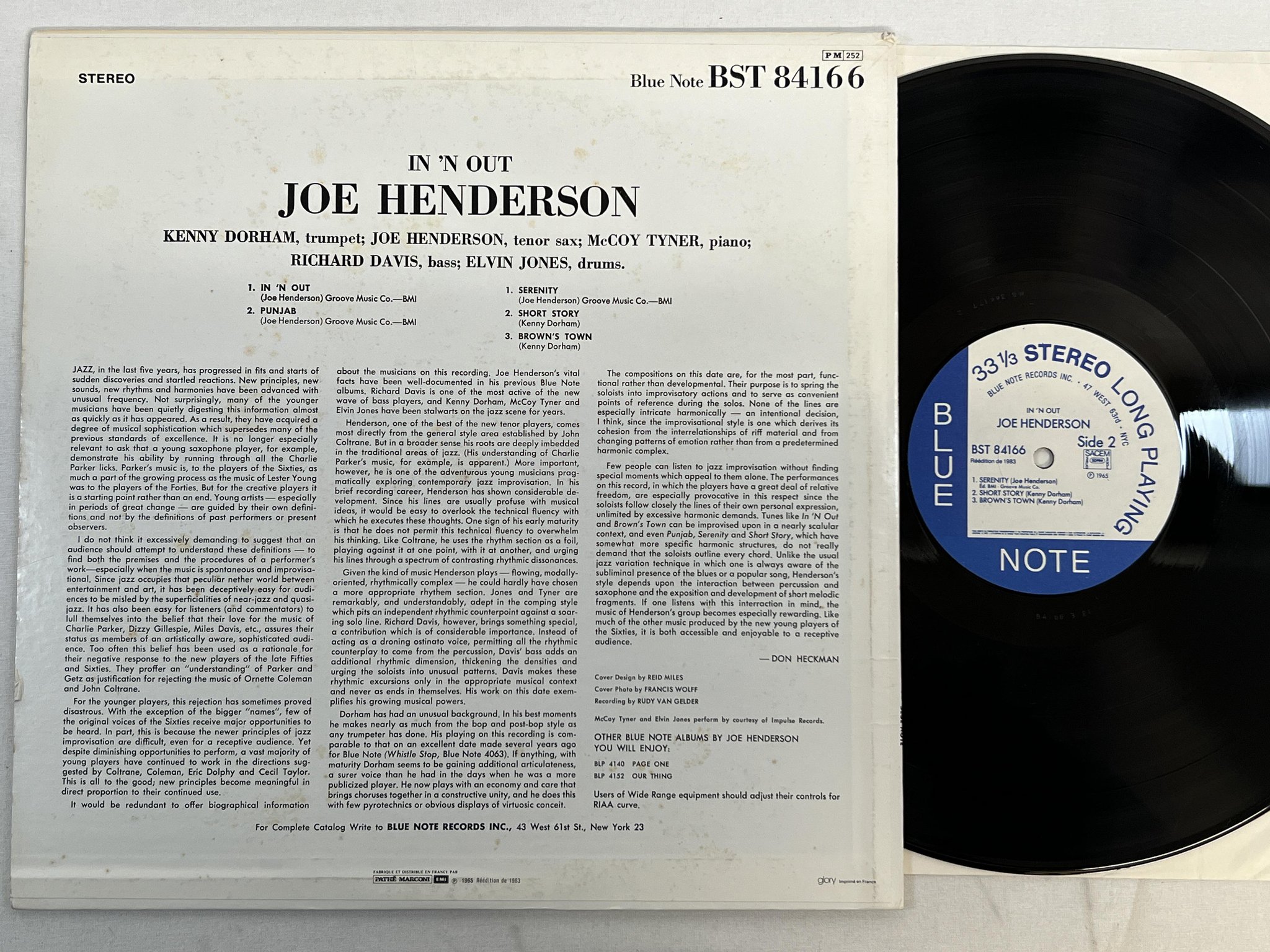 Omslagsbild för skivan JOE HENDERSON in n out LP re -83 Fra BLUE NOTE BST 84166