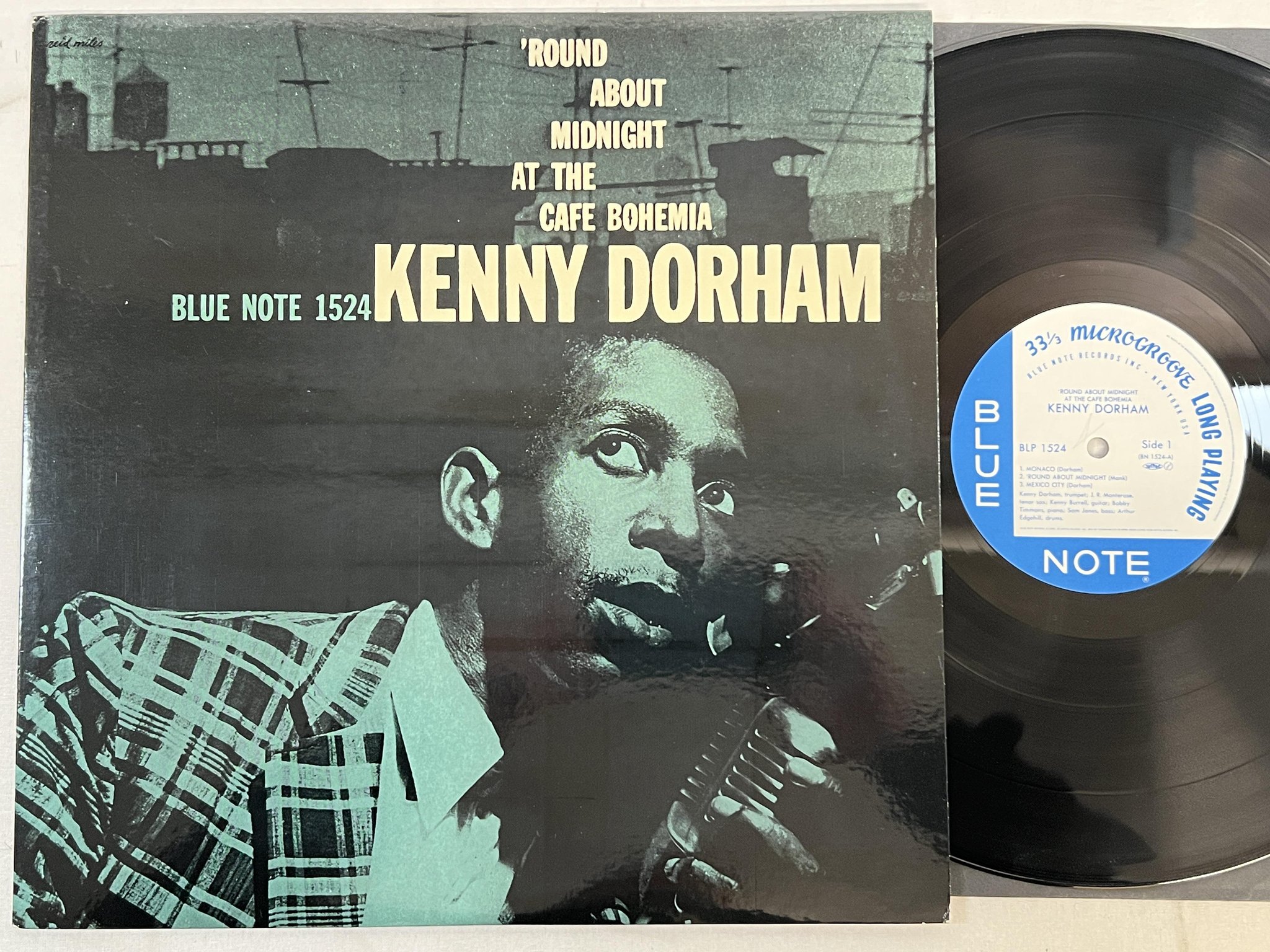 Omslagsbild för skivan KENNY DORHAM 'round about midnight LP -93 Japan BLUE NOTE 1524