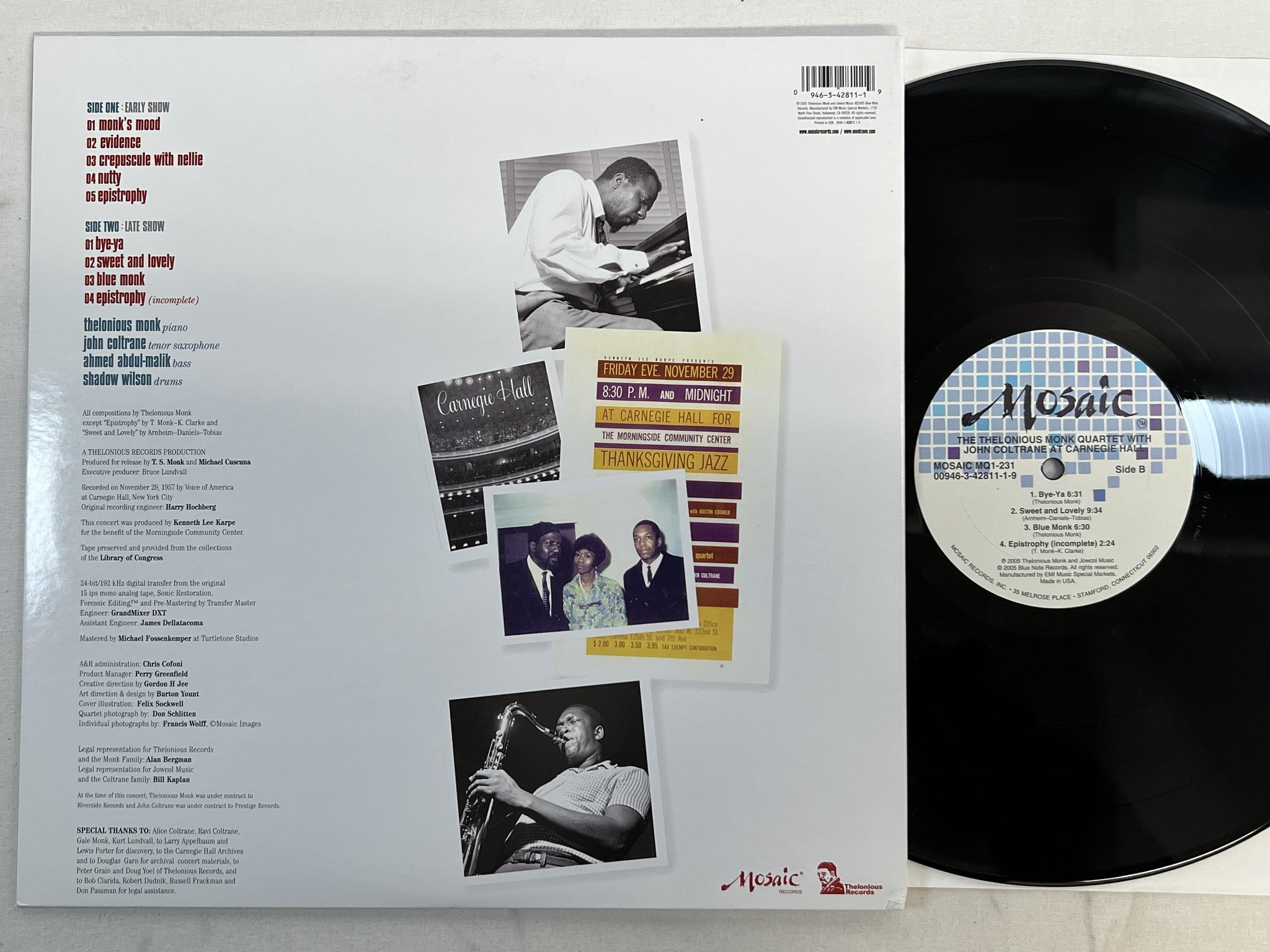 Omslagsbild för skivan THELONIOUS MONK 6 COLTRANE At Carnegie Hall LP US mosaic 200g MQ1-231