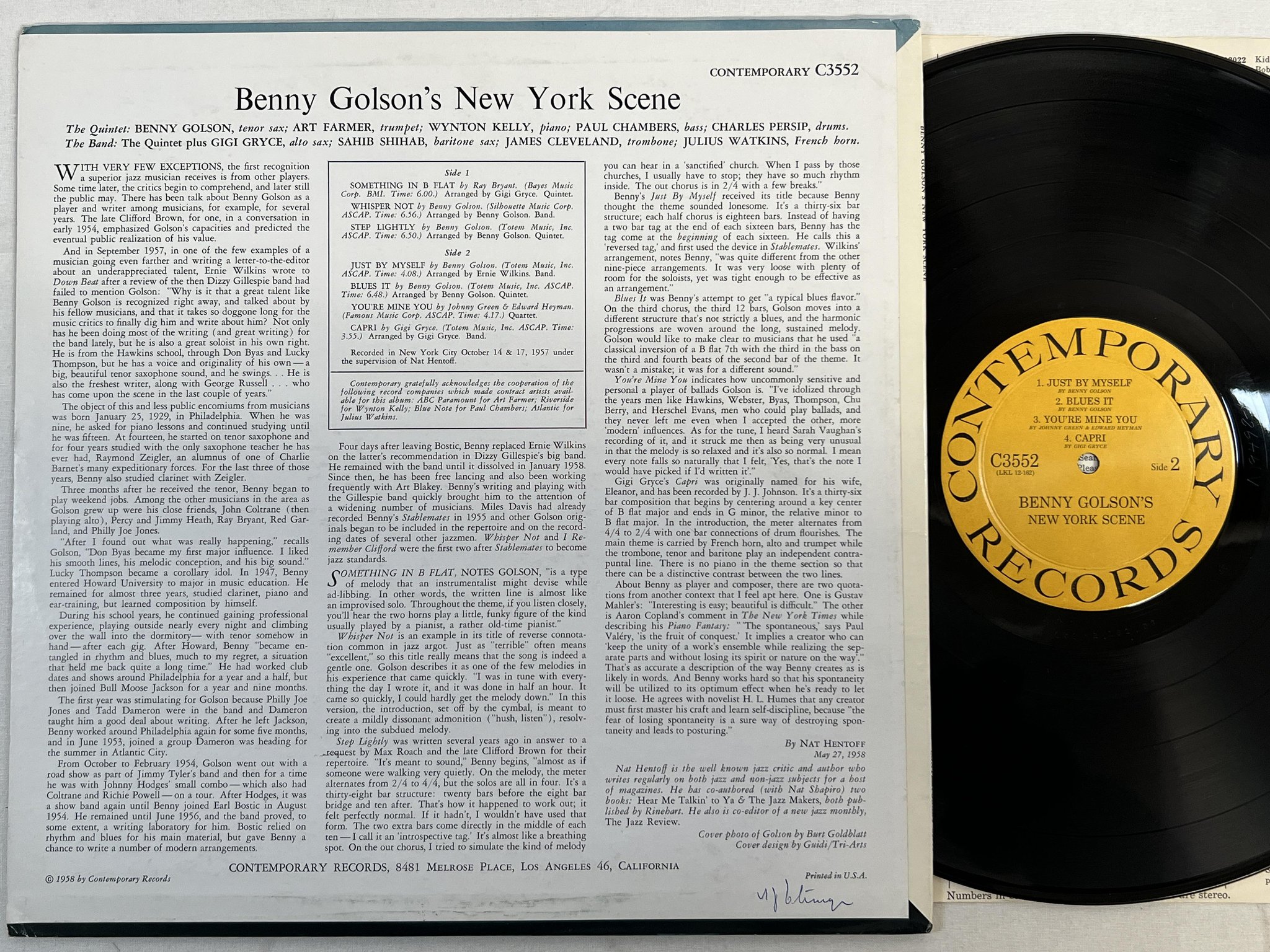 Omslagsbild för skivan BENNY GOLSON'S New York Scene LP re US CONTEMPORARY C3552