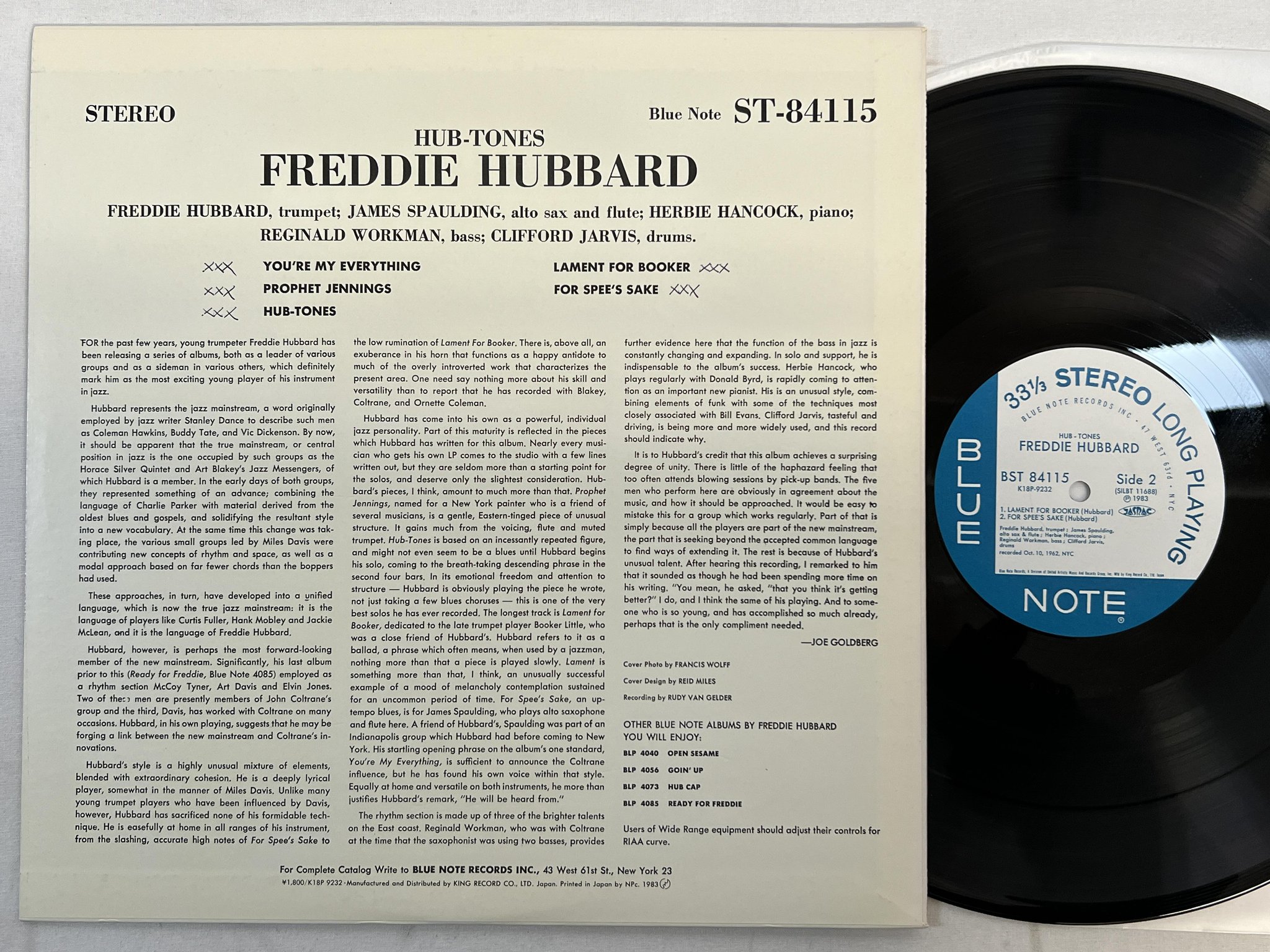 Omslagsbild för skivan FREDDIE HUBBARD hub-tones LP Japan BLUE NOTE BST 84115