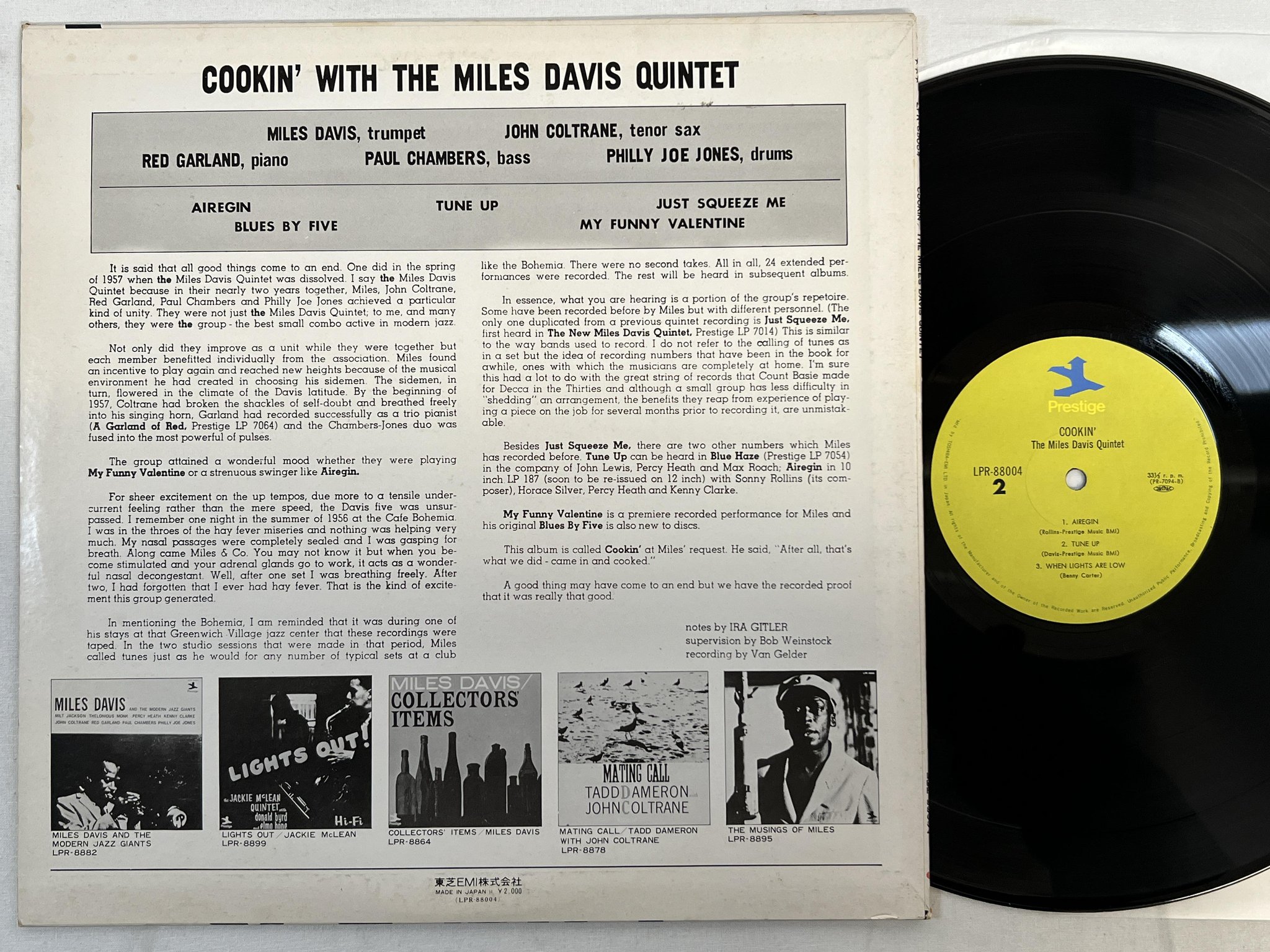 Omslagsbild för skivan MILES DAVIS QUINTET cookin' LP Japan PRESTIGE LPR 88004