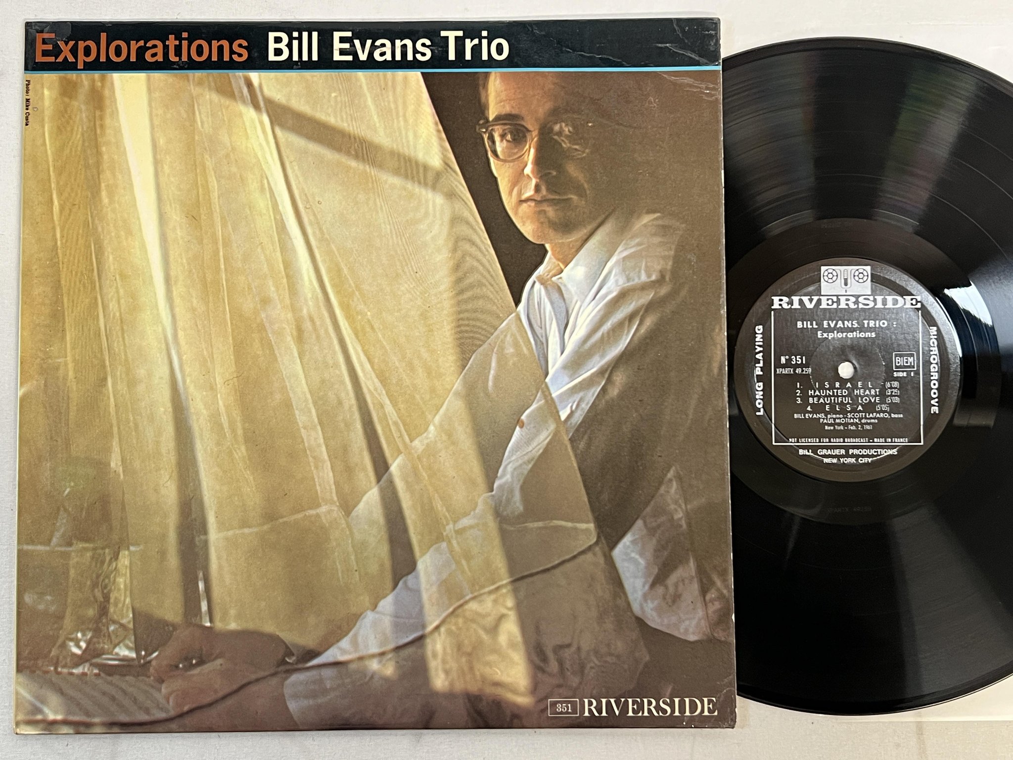 Omslagsbild för skivan BILL EVANS TRIO explorations LP -61 Fra RIVERSIDE RLP 351 ** RARE **