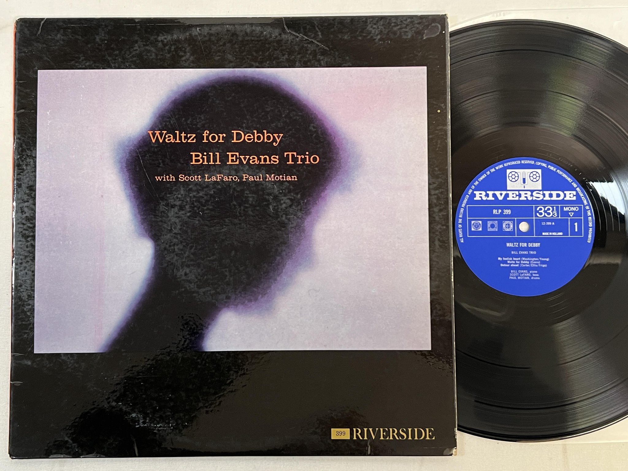 Omslagsbild för skivan BILL EVANS TRIO waltz for debby LP -62 Hol MONO RIVERSIDE RLP 399 ** RARE **