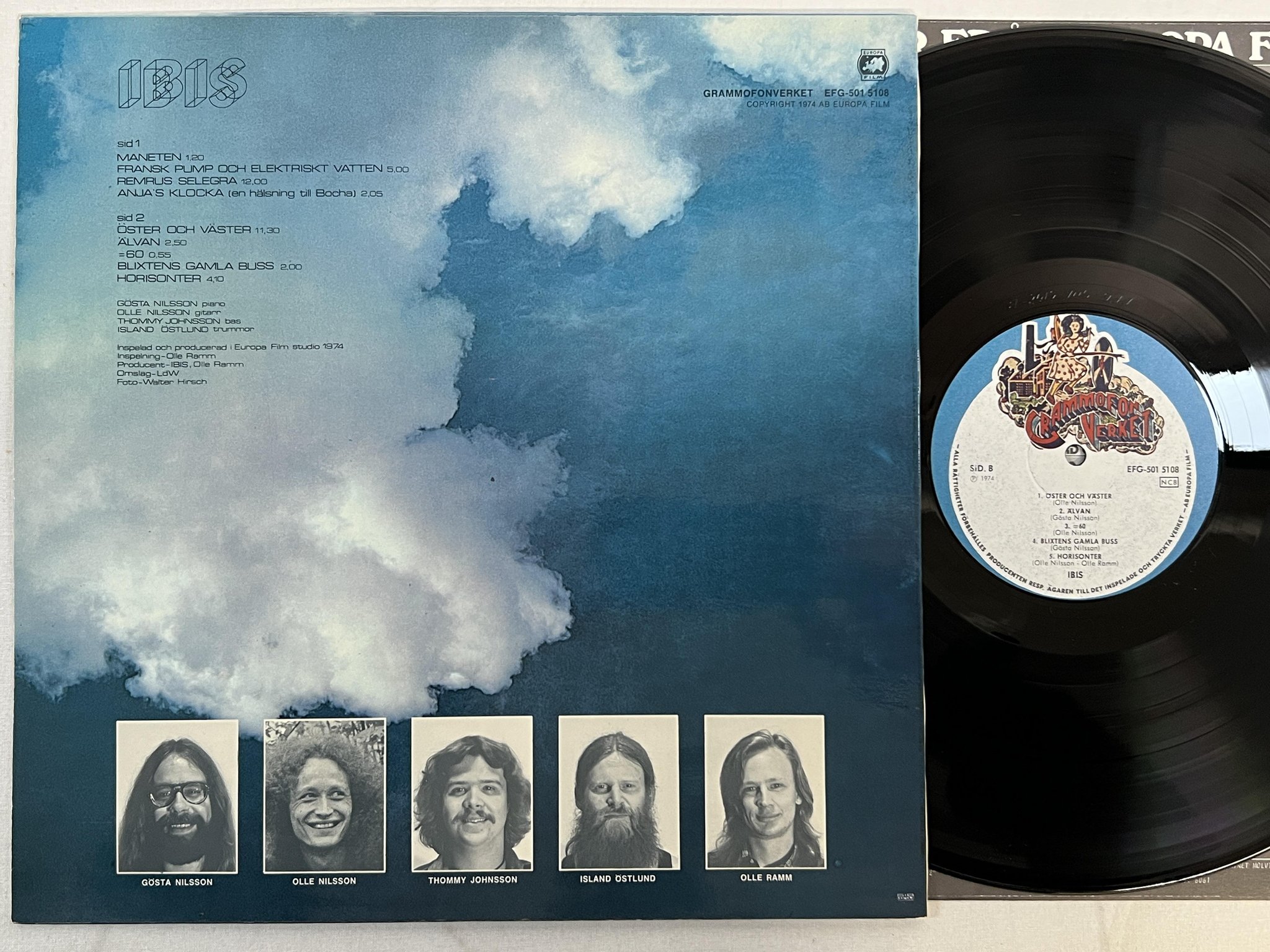Omslagsbild för skivan IBIS s/t LP -74 GRAMMOFONVERKET EFG-5015108 prog jazz ** RARE **