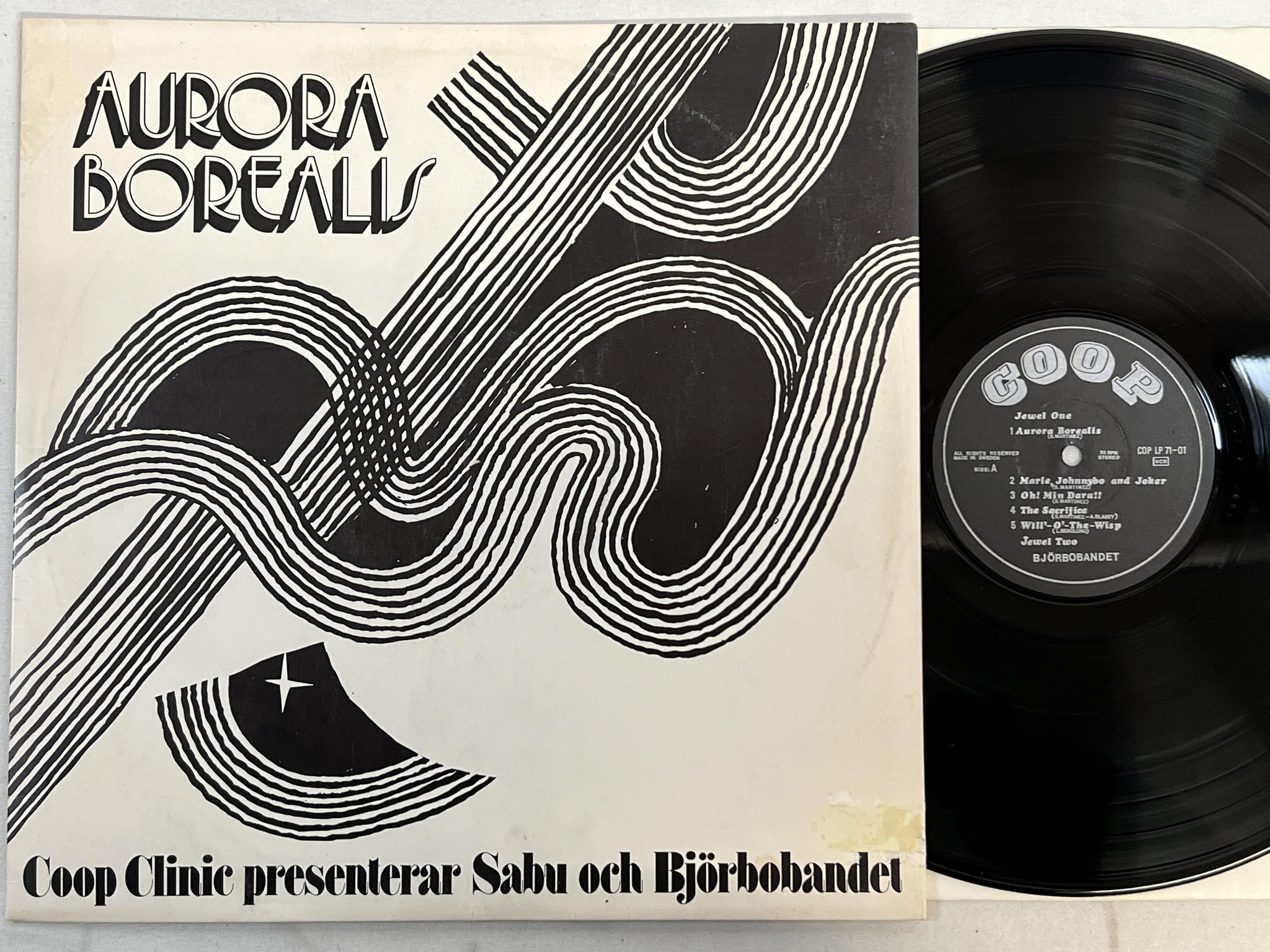 Omslagsbild för skivan SABU MARTINEZ & BJÖRNBOBANDET Aurora Borealis LP -71 Swe COOP LP 71-01