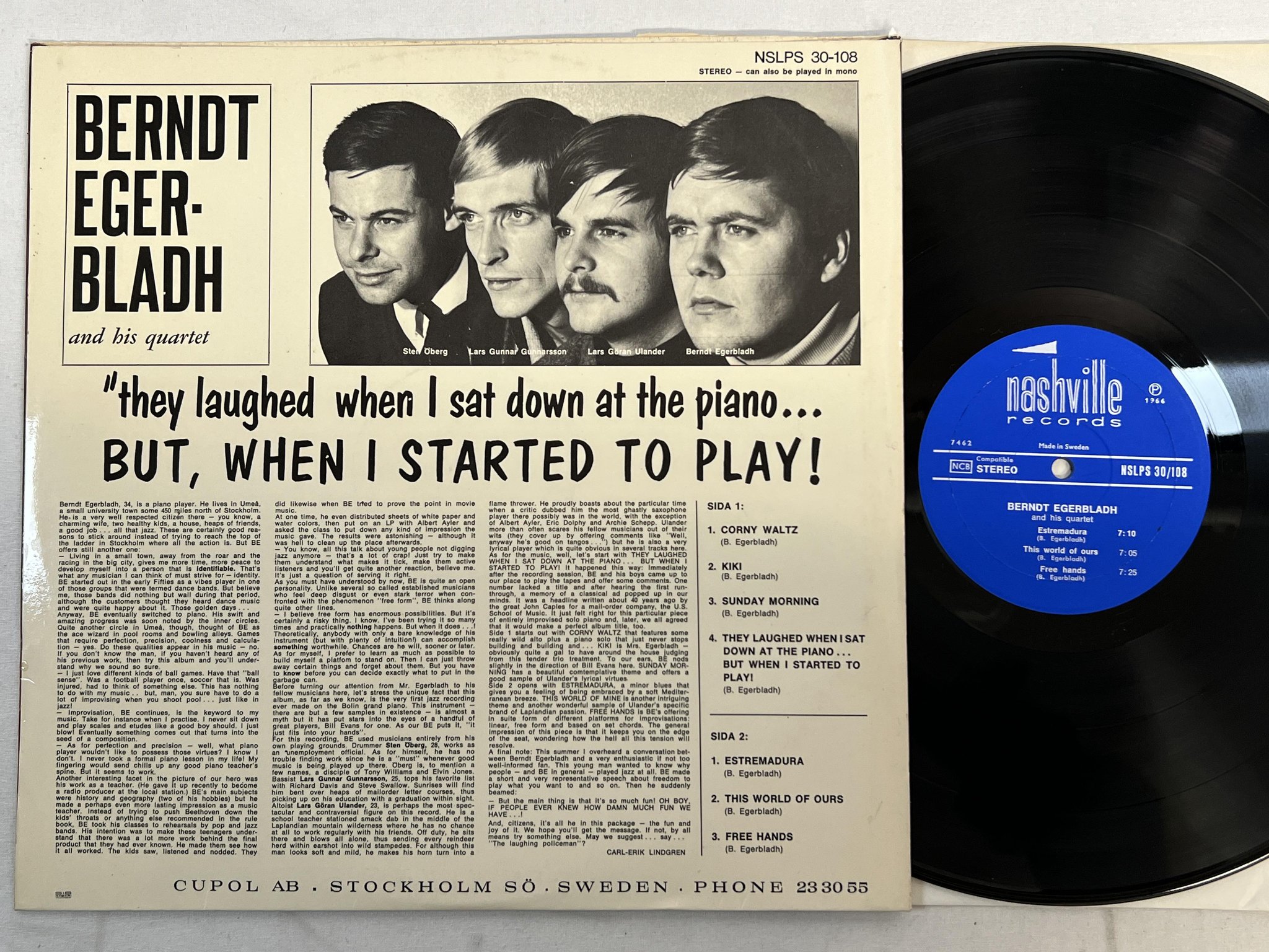Omslagsbild för skivan BERNDT EGERBLADH They Laughed At Me ... LP -66 Swe NASHVILLE NSLPS 30-108
