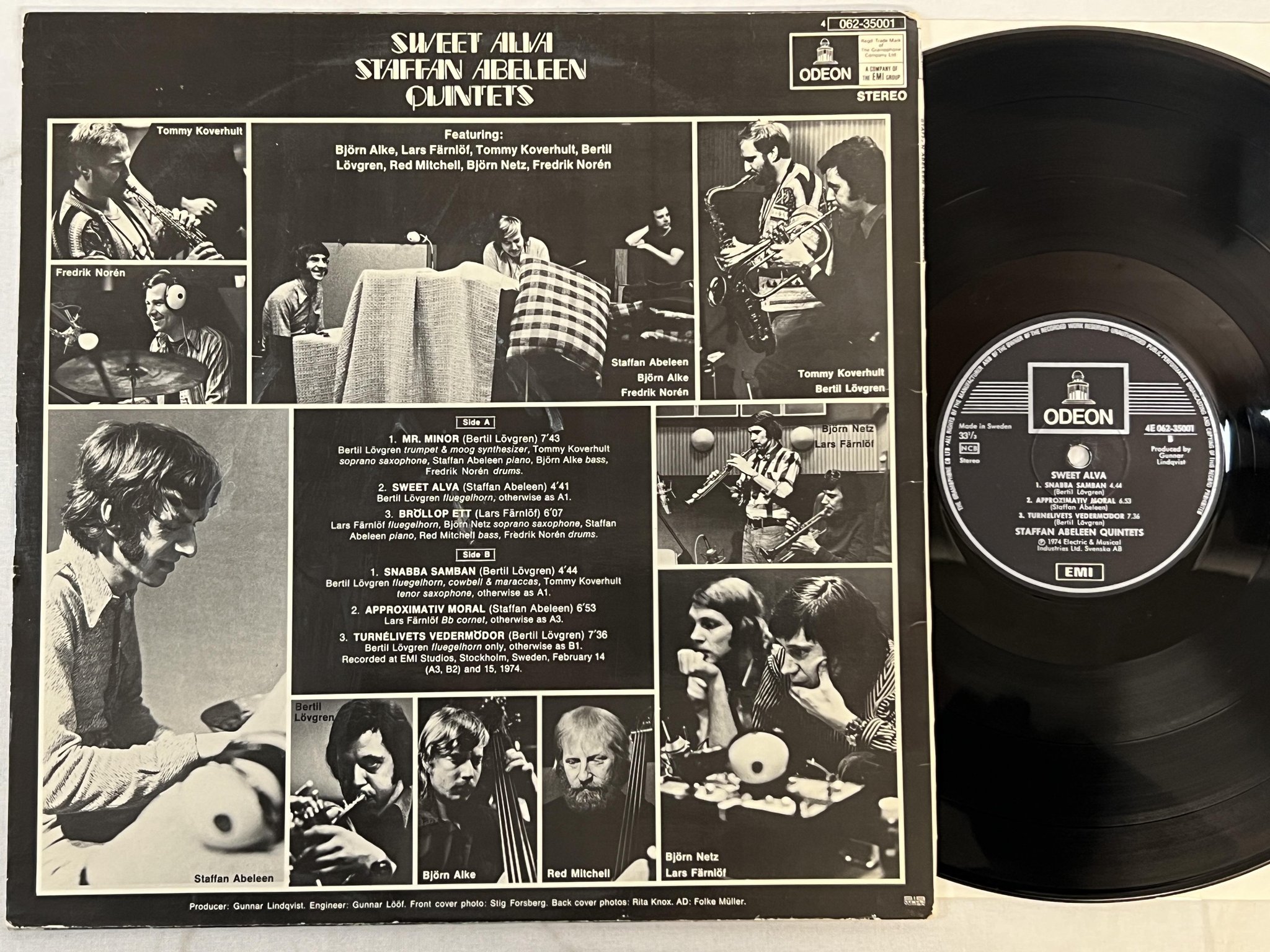 Omslagsbild för skivan STAFFAN ABELEEN QUINTETS sweet alva LP -74 Swe ODEON 4E 062-35001 *R A R E *