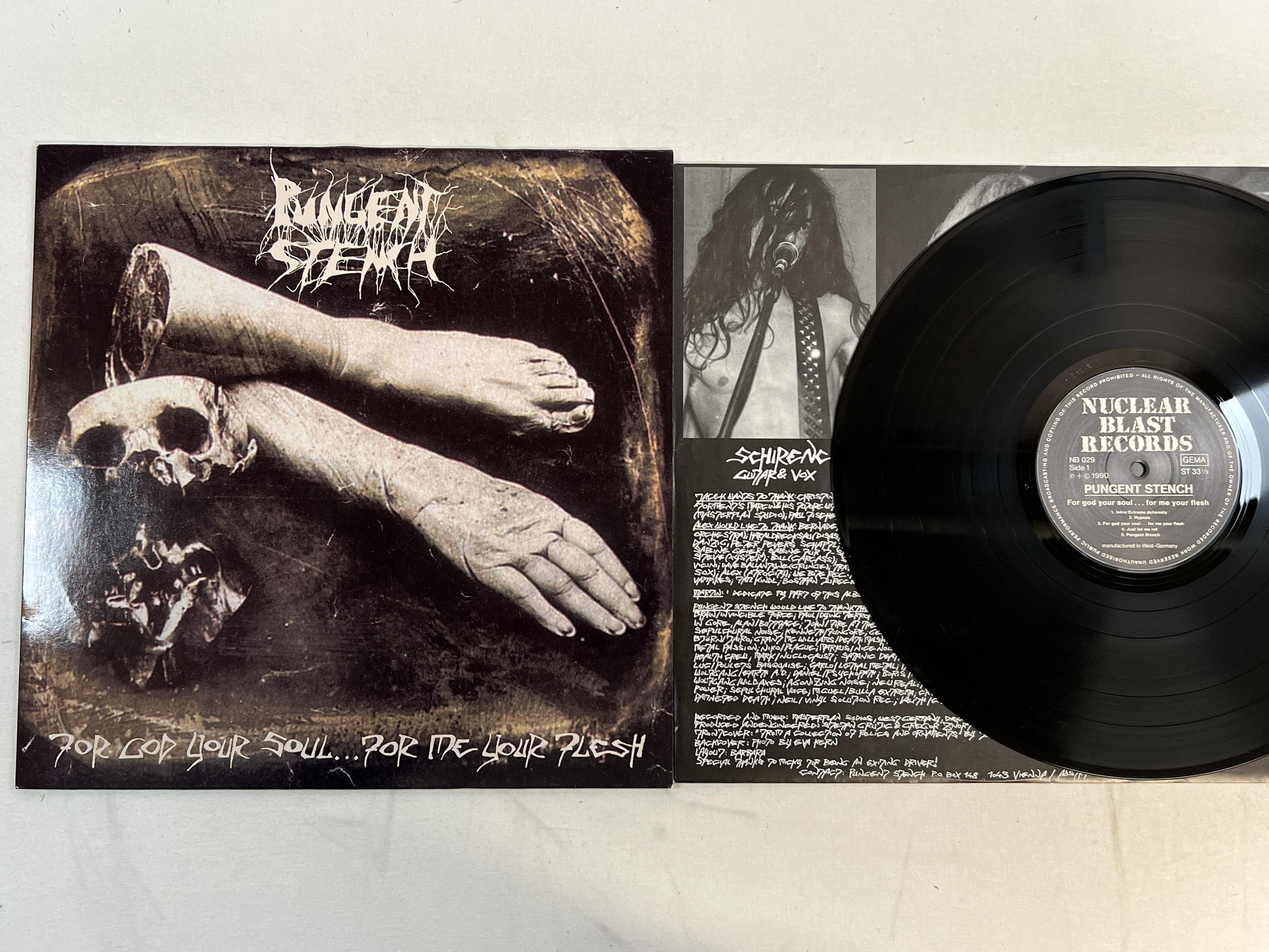 Omslagsbild för skivan PUNGENT STENCH For God Your Soul LP -90 Ger NUCLEAR BLAST NB 029 *Death Metal*