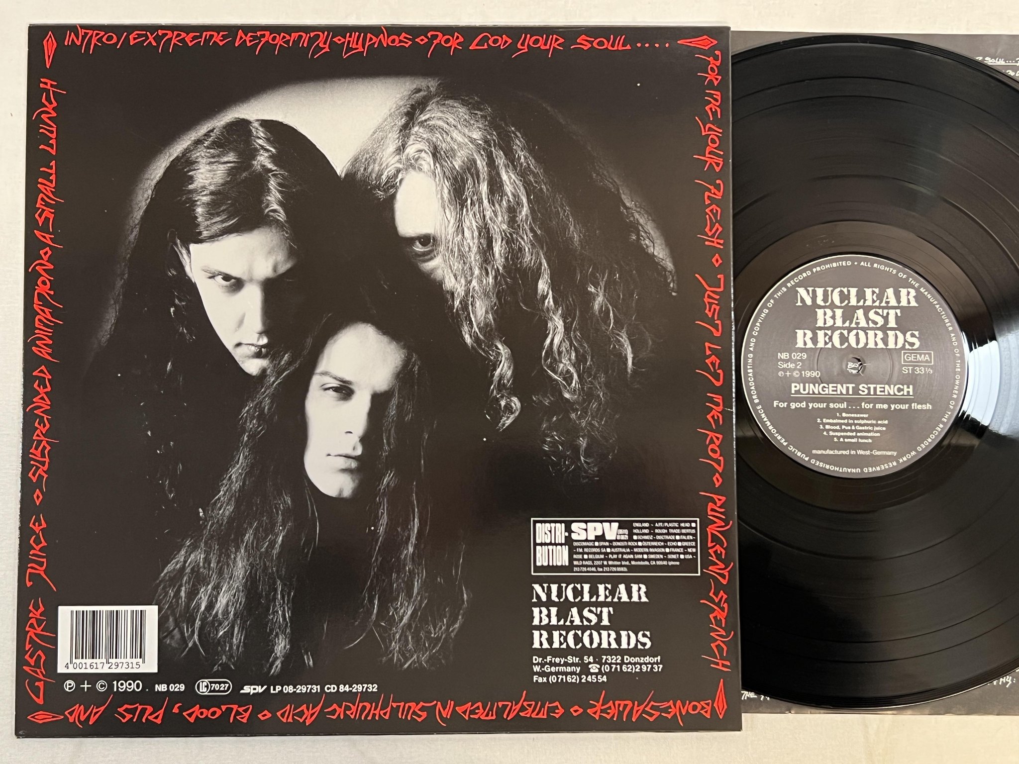 Omslagsbild för skivan PUNGENT STENCH For God Your Soul LP -90 Ger NUCLEAR BLAST NB 029 *Death Metal*
