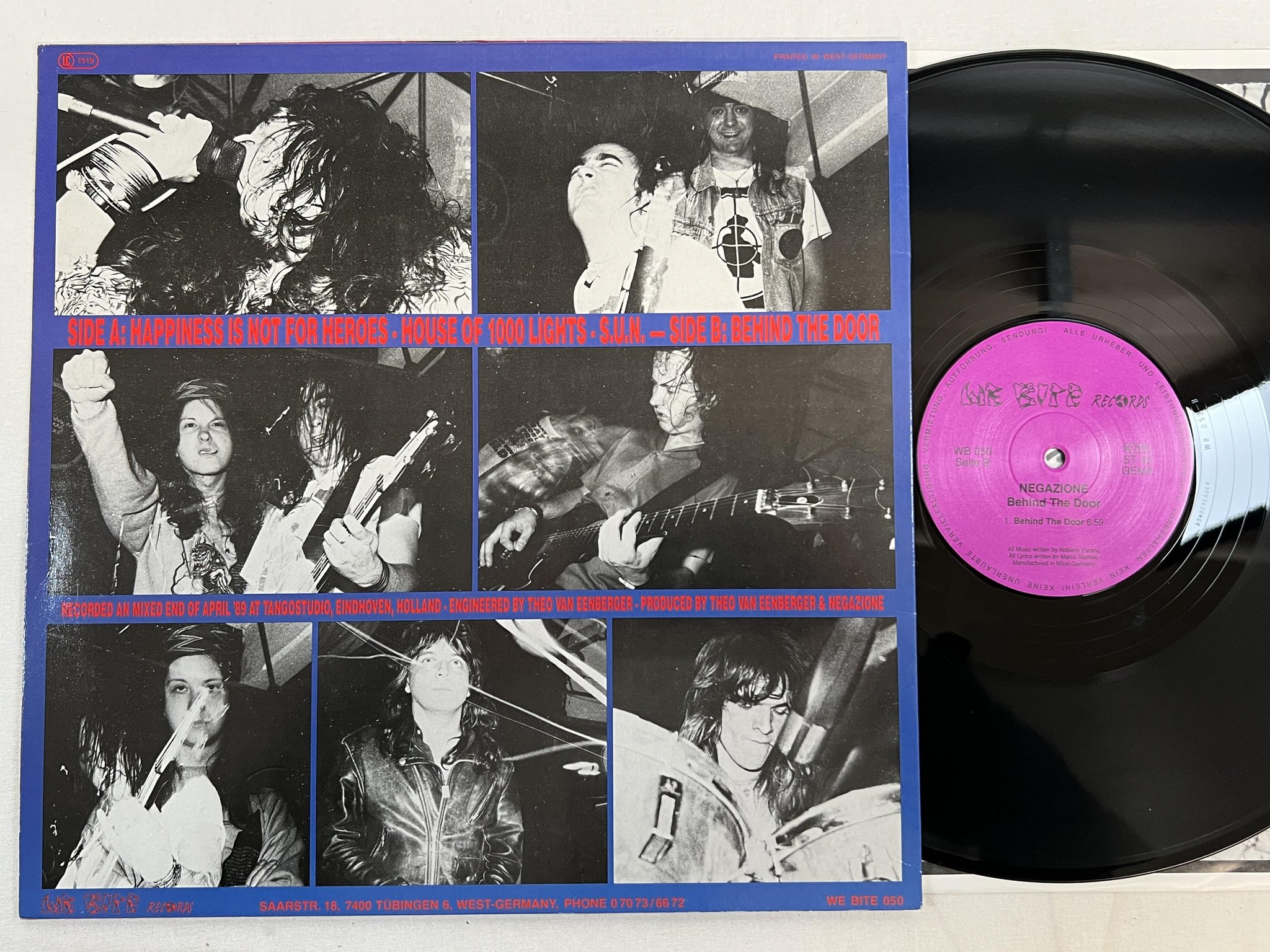 Omslagsbild för skivan NEGAZIONE Behind The Door 12" -89 Ger WE BITE WB 050 hardcore