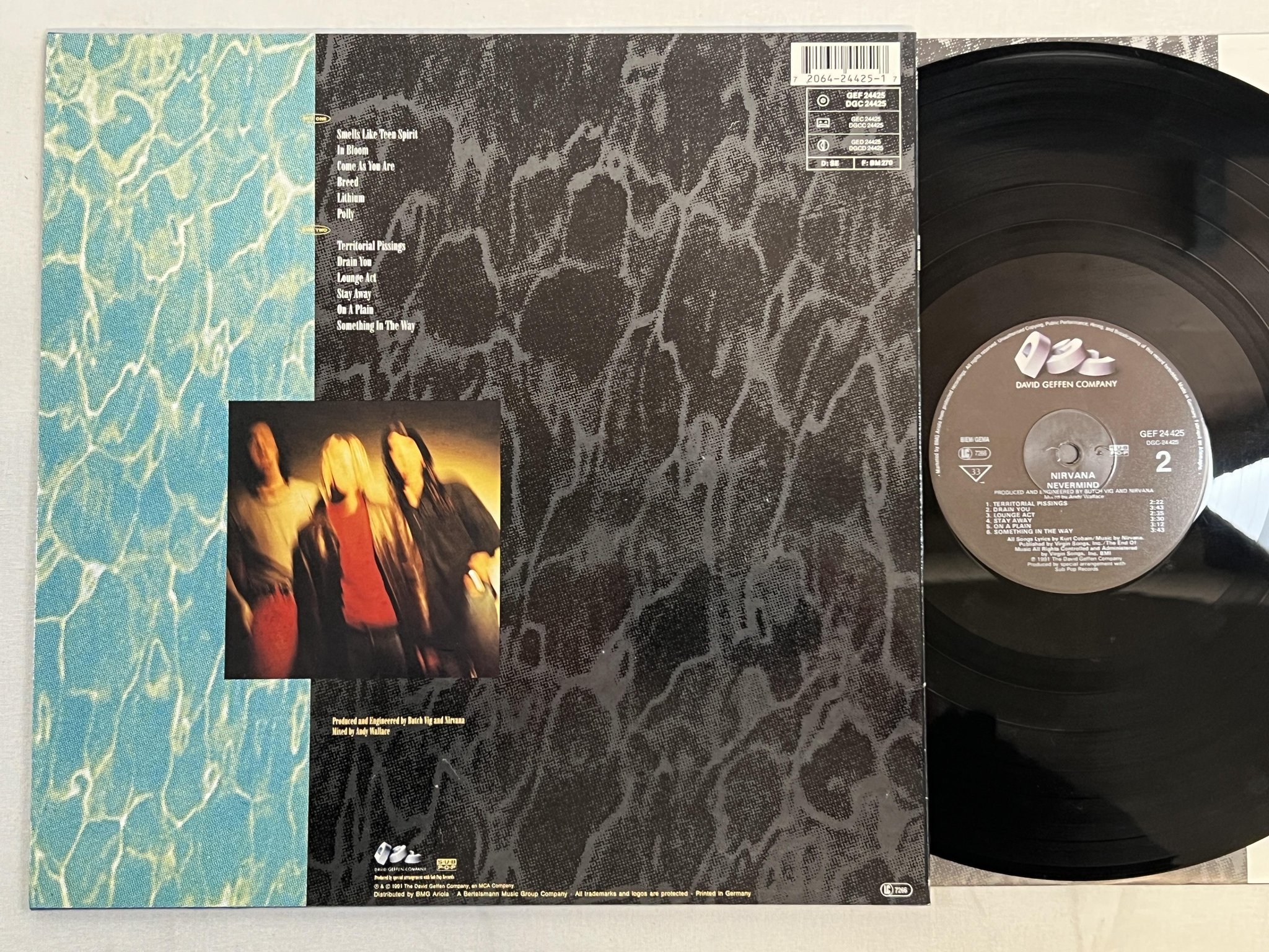 Omslagsbild för skivan NIRVANA nevermind LP -91 DGC 24425 ** 1st EU press ** Killer Album ! ! !