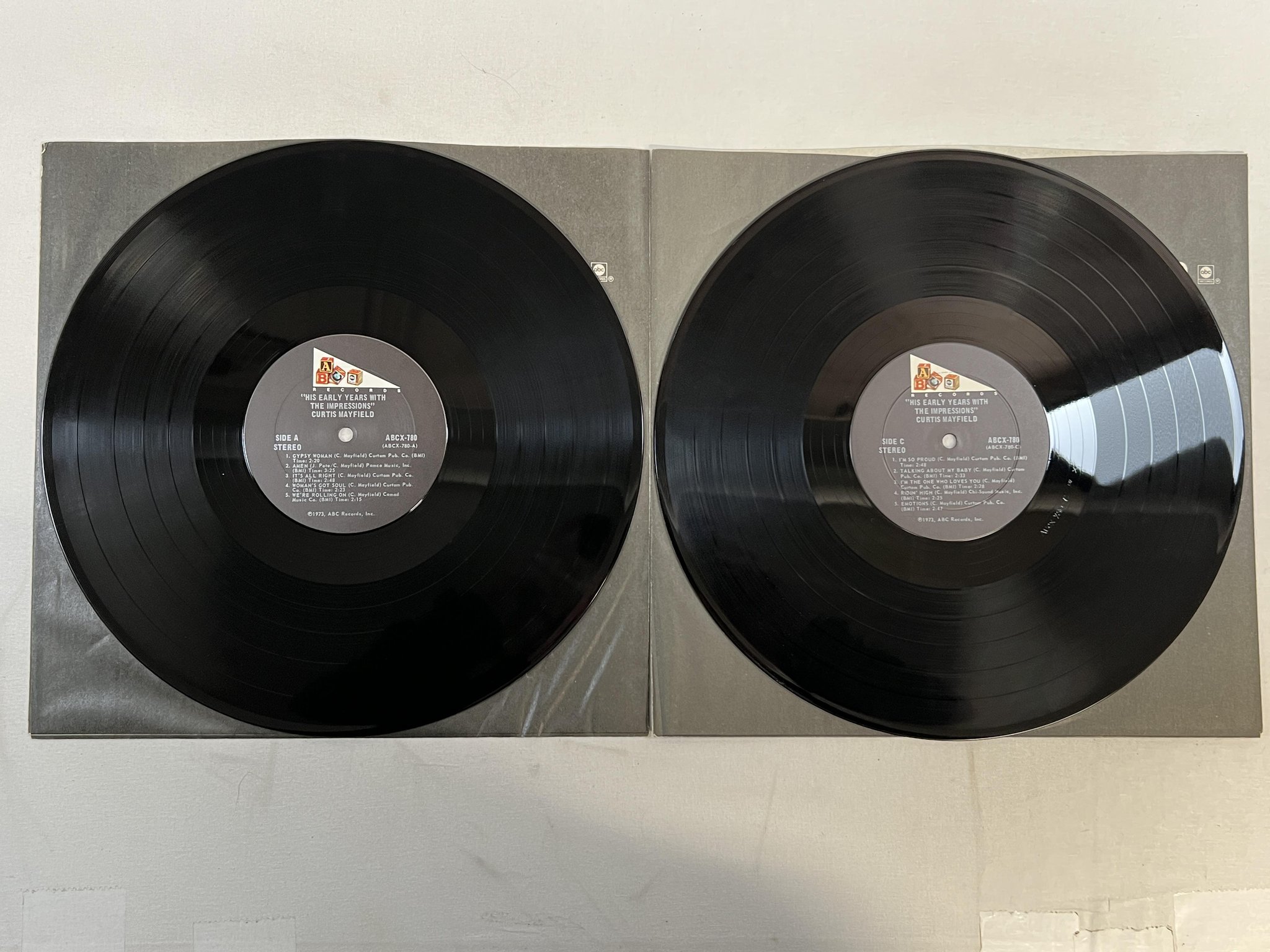 Omslagsbild för skivan CURTIS MAYFIELD His Early Years With The Impressions 2xLP -73 US ABC ABCX-780/2