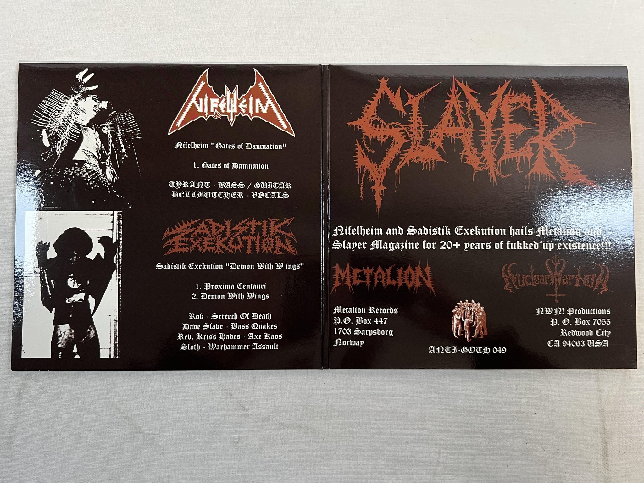 Omslagsbild för skivan NIFELHEIM / Sadistik Exekution Tribute To... 7" SPLIT-45 2006 Black metal