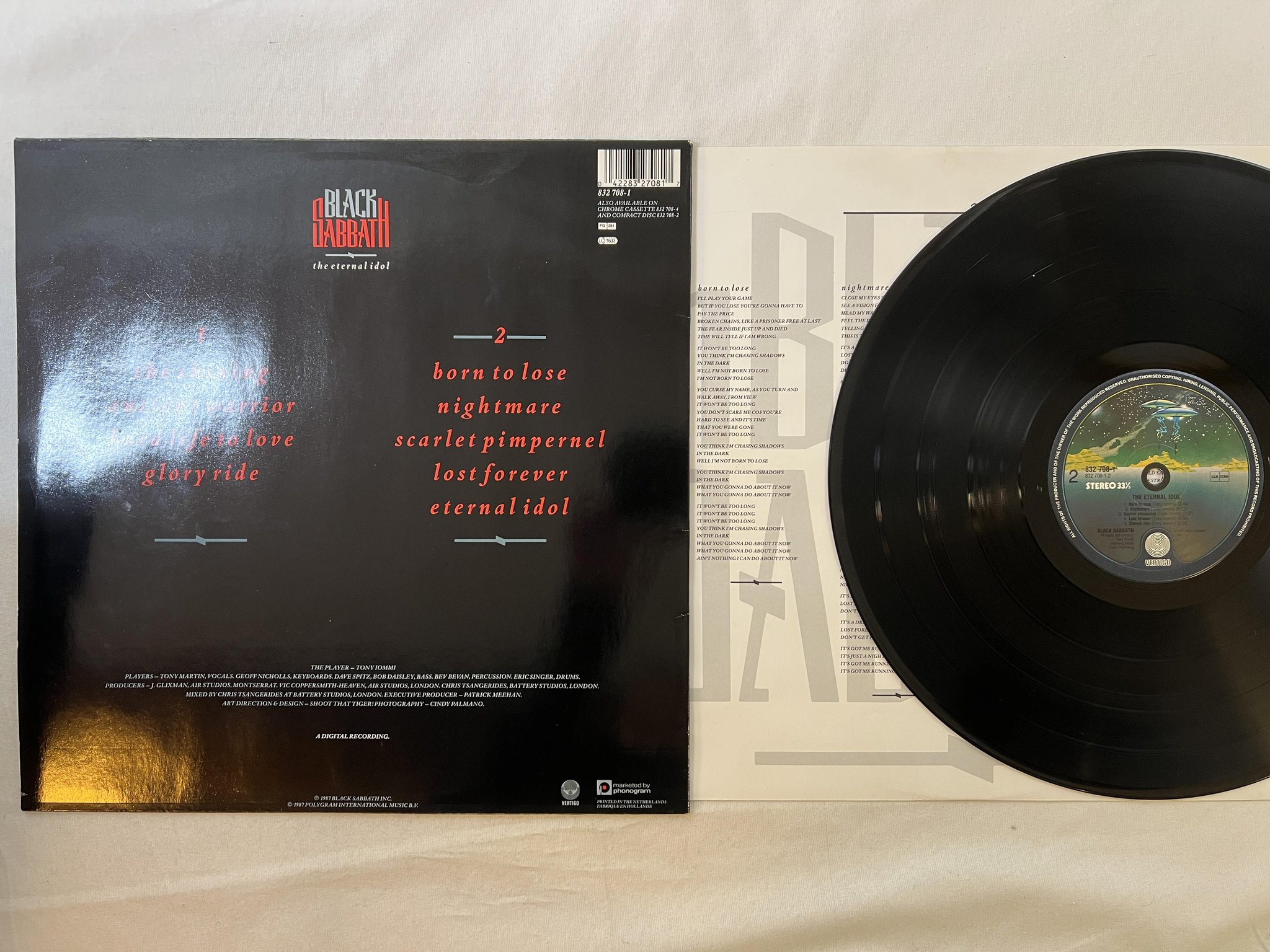 Omslagsbild för skivan BLACK SABBATH the eternal idol LP -87 VERTIGO 832708-1