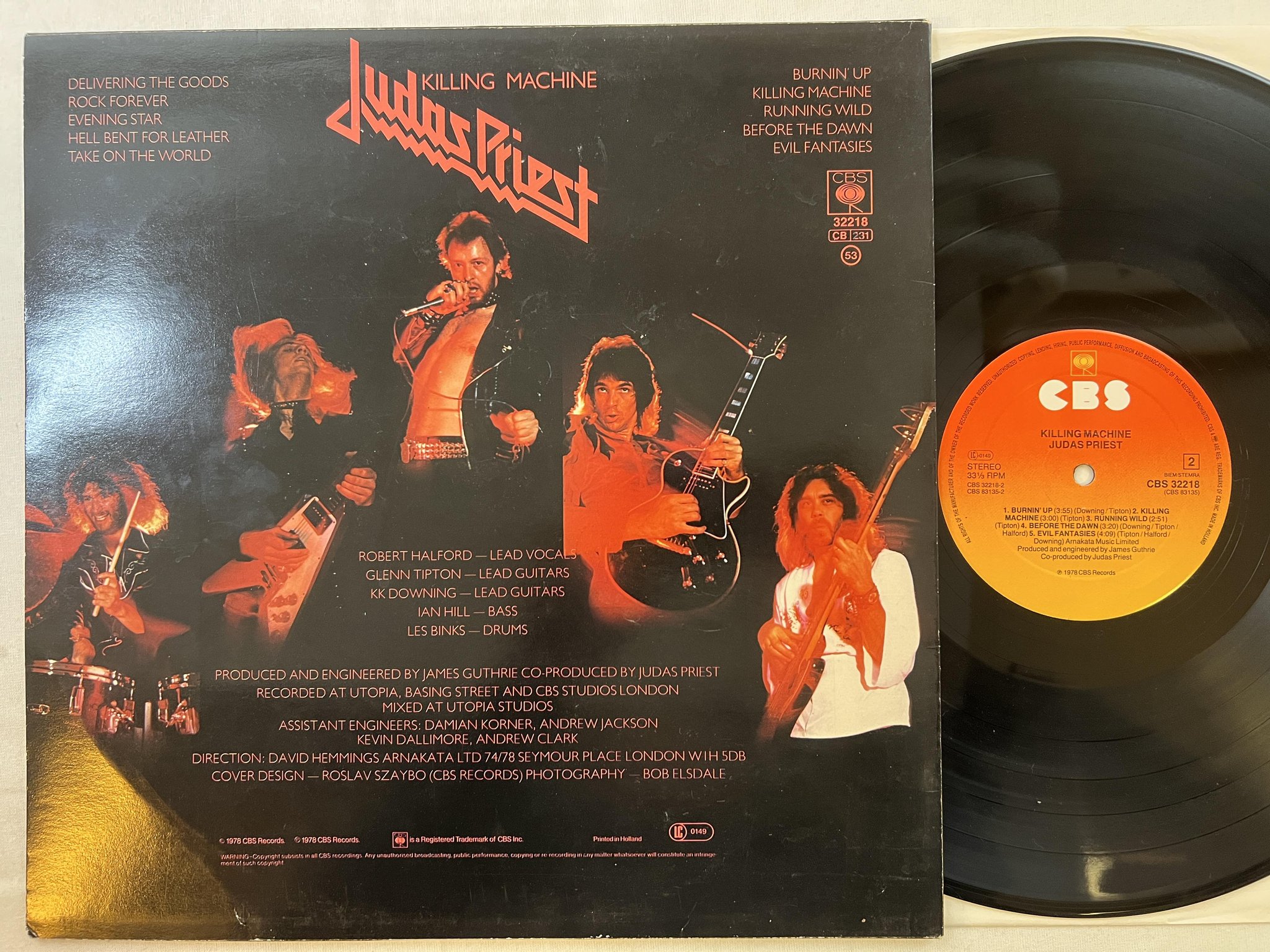 Omslagsbild för skivan JUDAS PRIEST killing machine LP -78 Hol CBS 32218