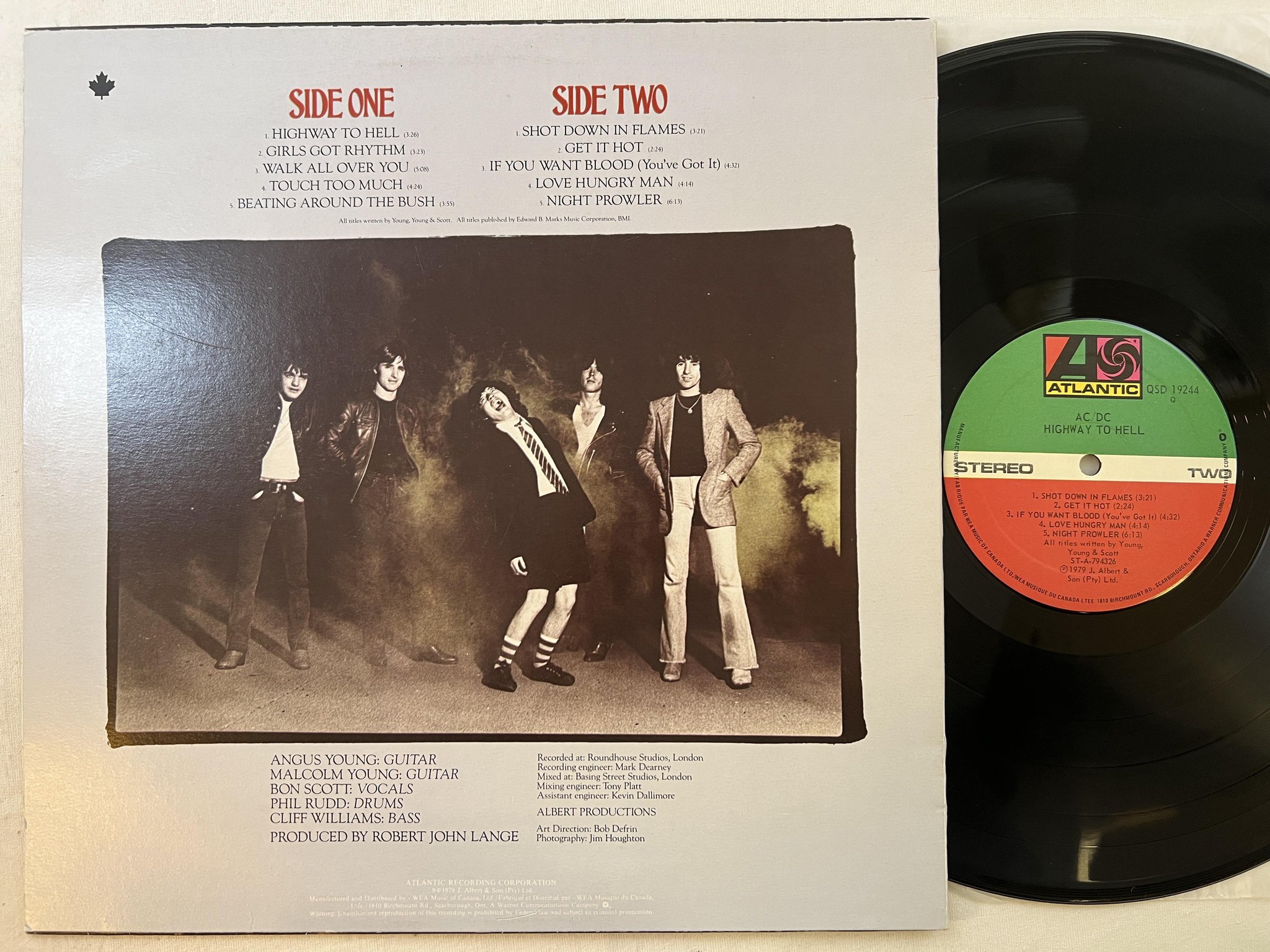 Omslagsbild för skivan AC/DC highway to hell LP -79 Can ATLANTIC QSD 19244 Q