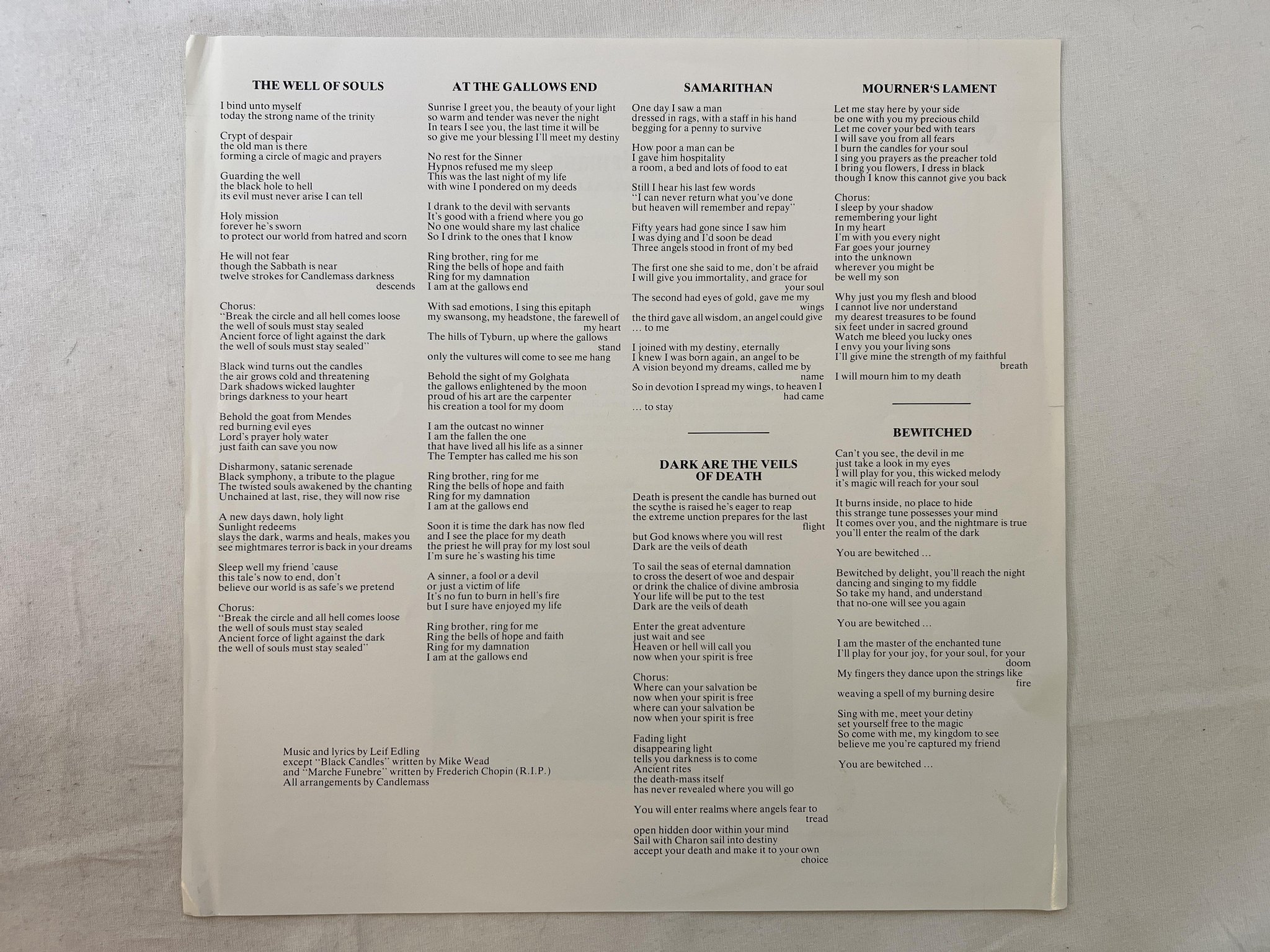 Omslagsbild för skivan CANDLEMASS nightfall LP -87 AXIS LP3 ** doom metal **