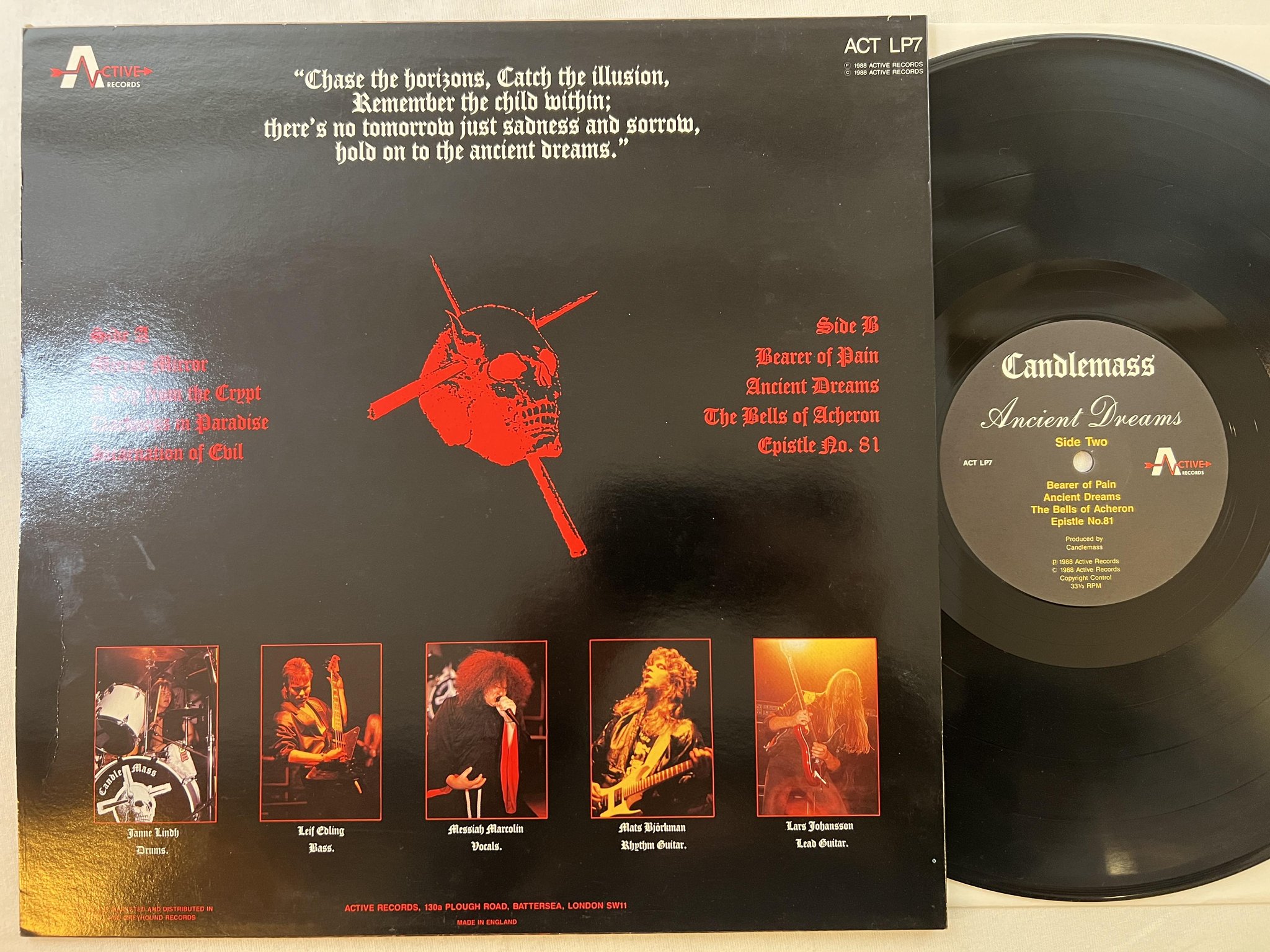 Omslagsbild för skivan CANDLEMASS Ancient Dreams LP -88 ACTIVE ACT LP7