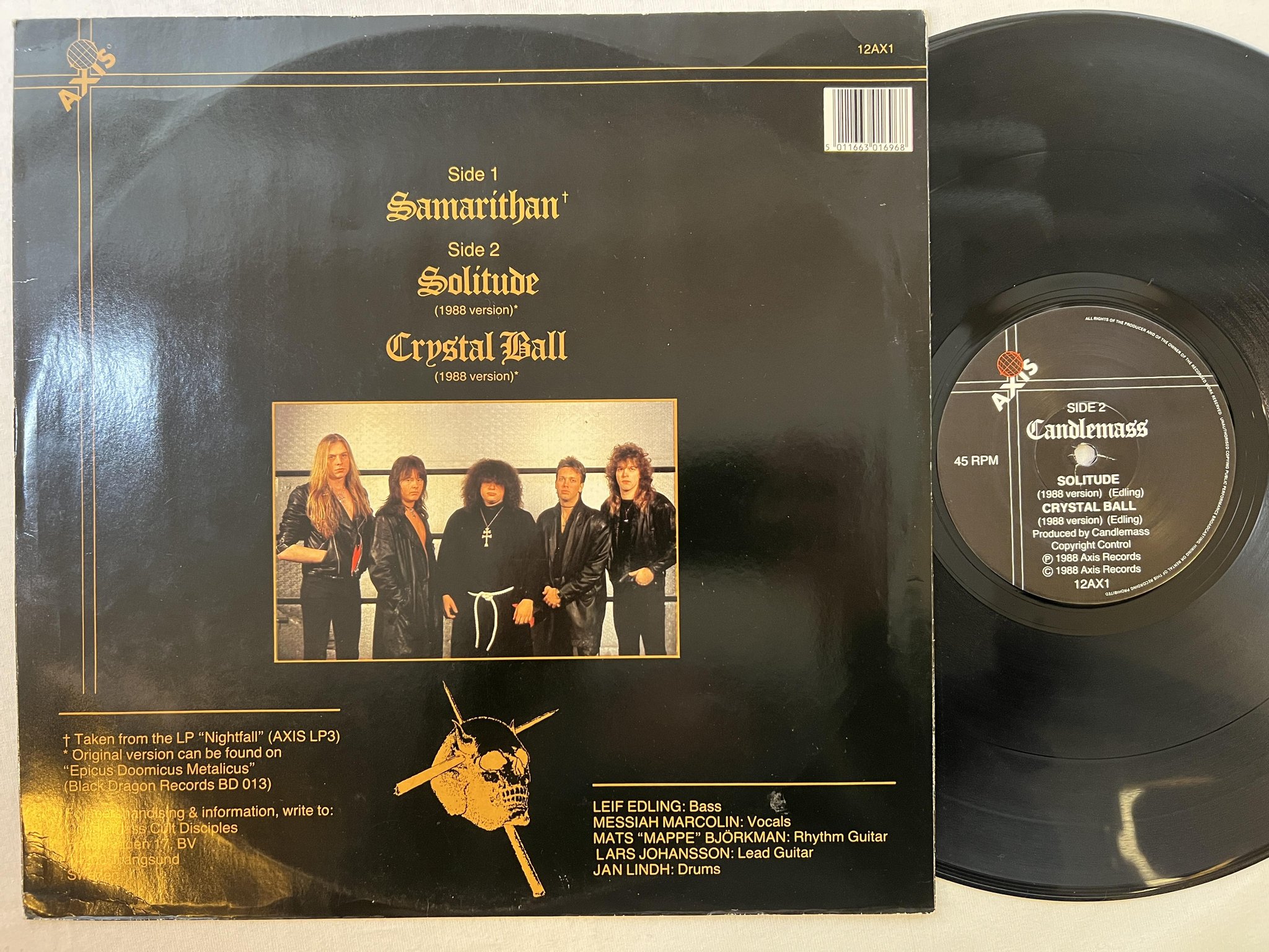 Omslagsbild för skivan CANDLEMASS Samarithan 12"single -88 AXIS 12AX1